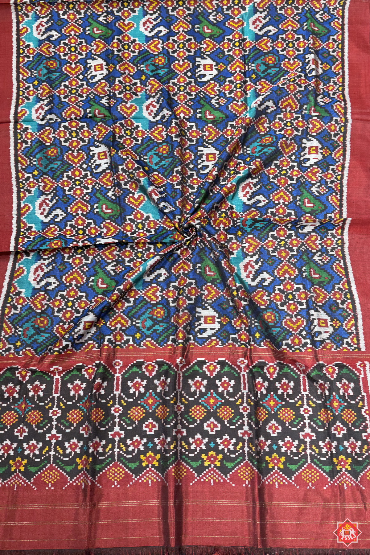 Traditional motifs design semi double ikat patola dupatta