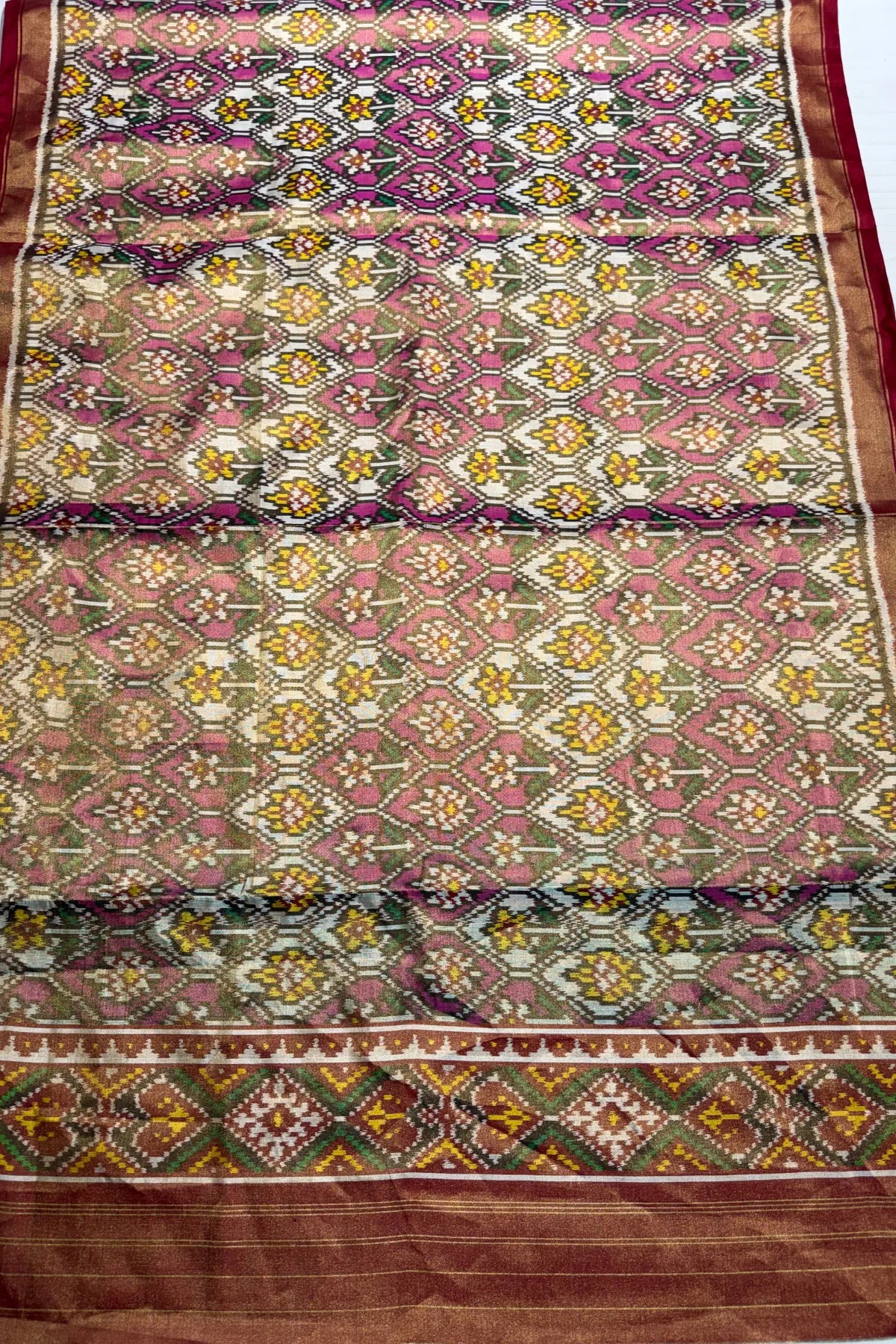 Traditional flower design & minakari work tissue patola dupatta