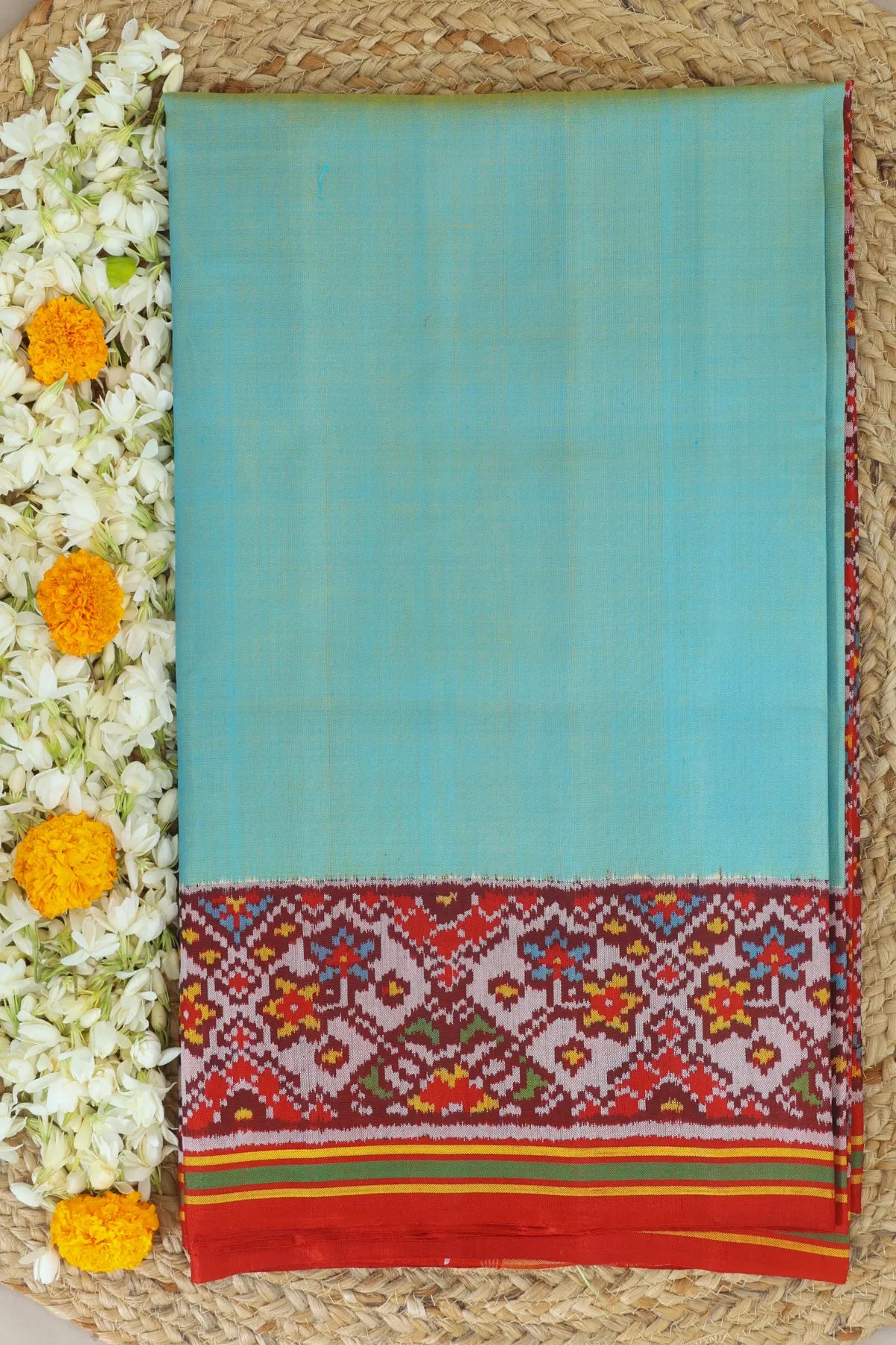 Plain patola with border pallu design navratna semi double ikat patola saree ( blouse patola design)