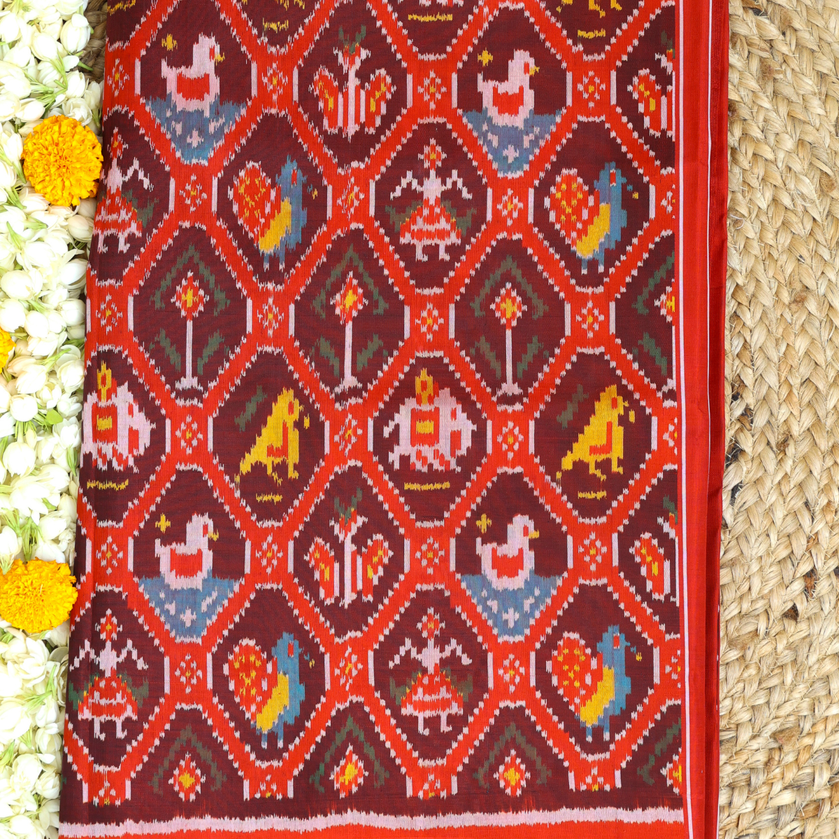 Masterpiece small motif design without zari single ikat patola saree ...