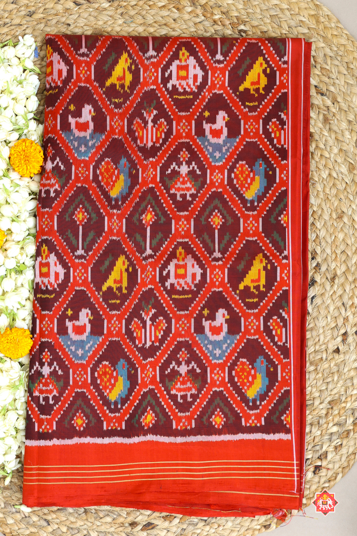 Masterpiece small motif design without zari single ikat patola saree