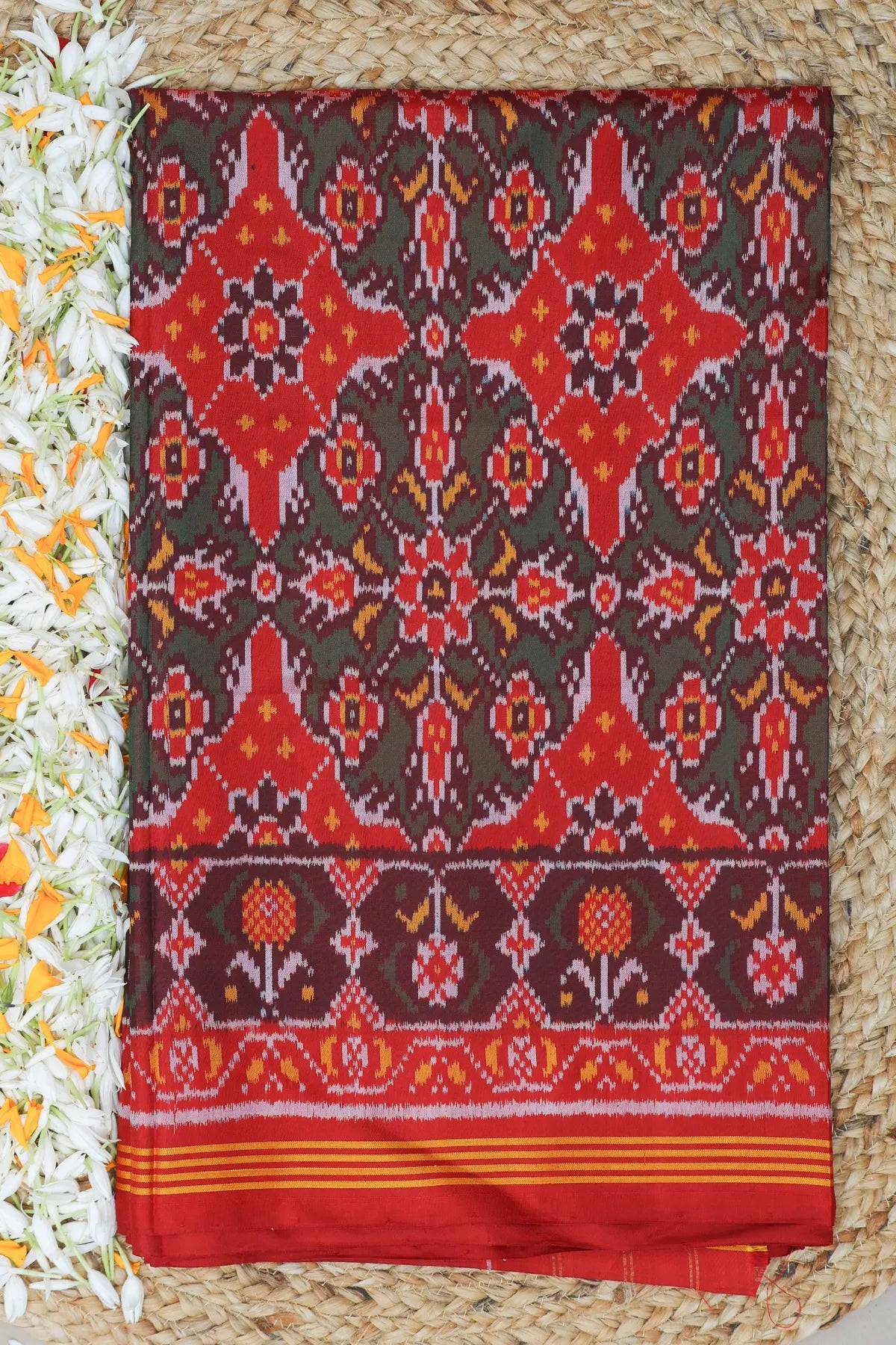 Chabdi design with ghughroo border & without tissue border single ikat patola saree