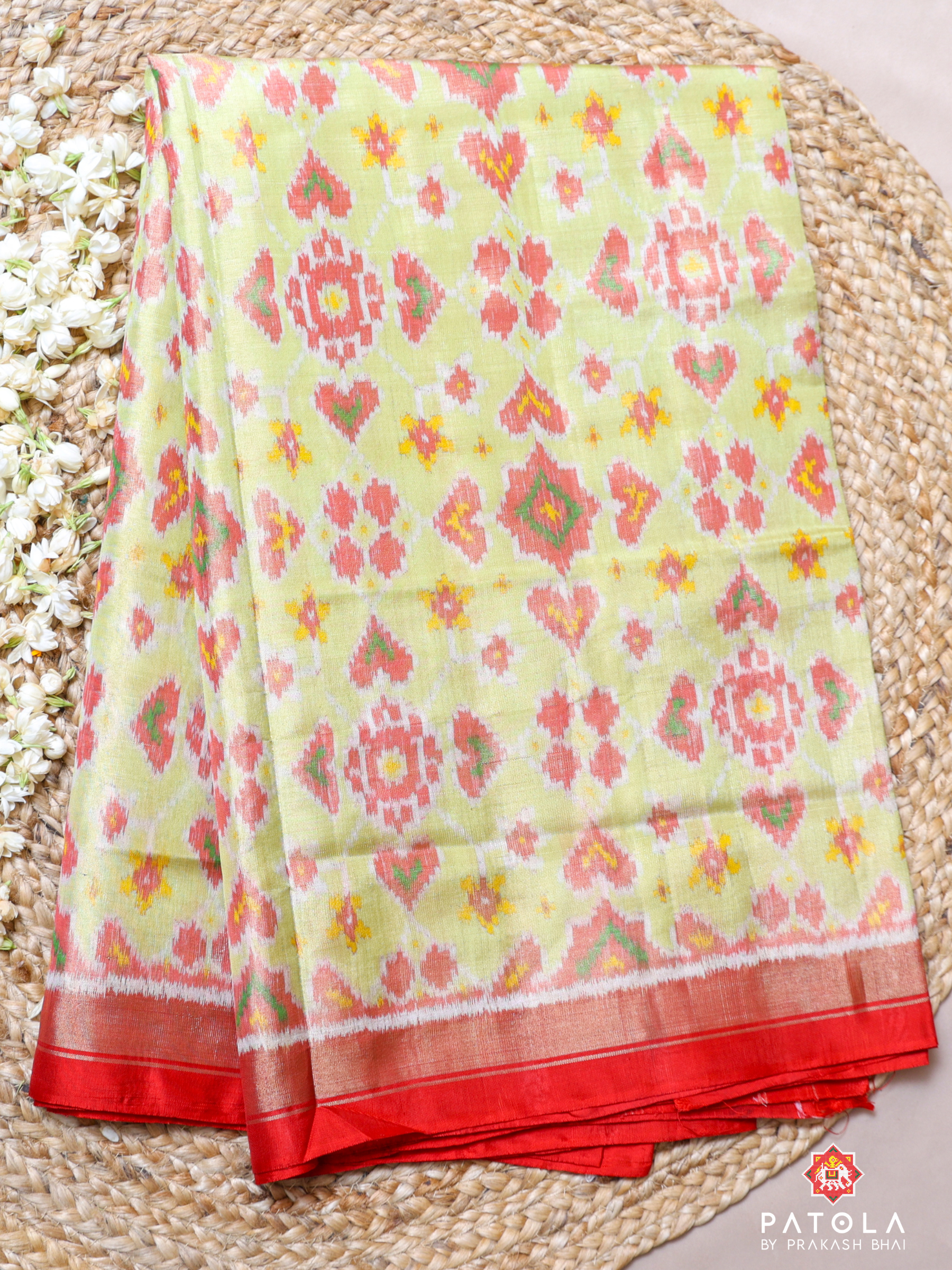 Panchanda Design With Motif Pallu Tissue Patola Saree
