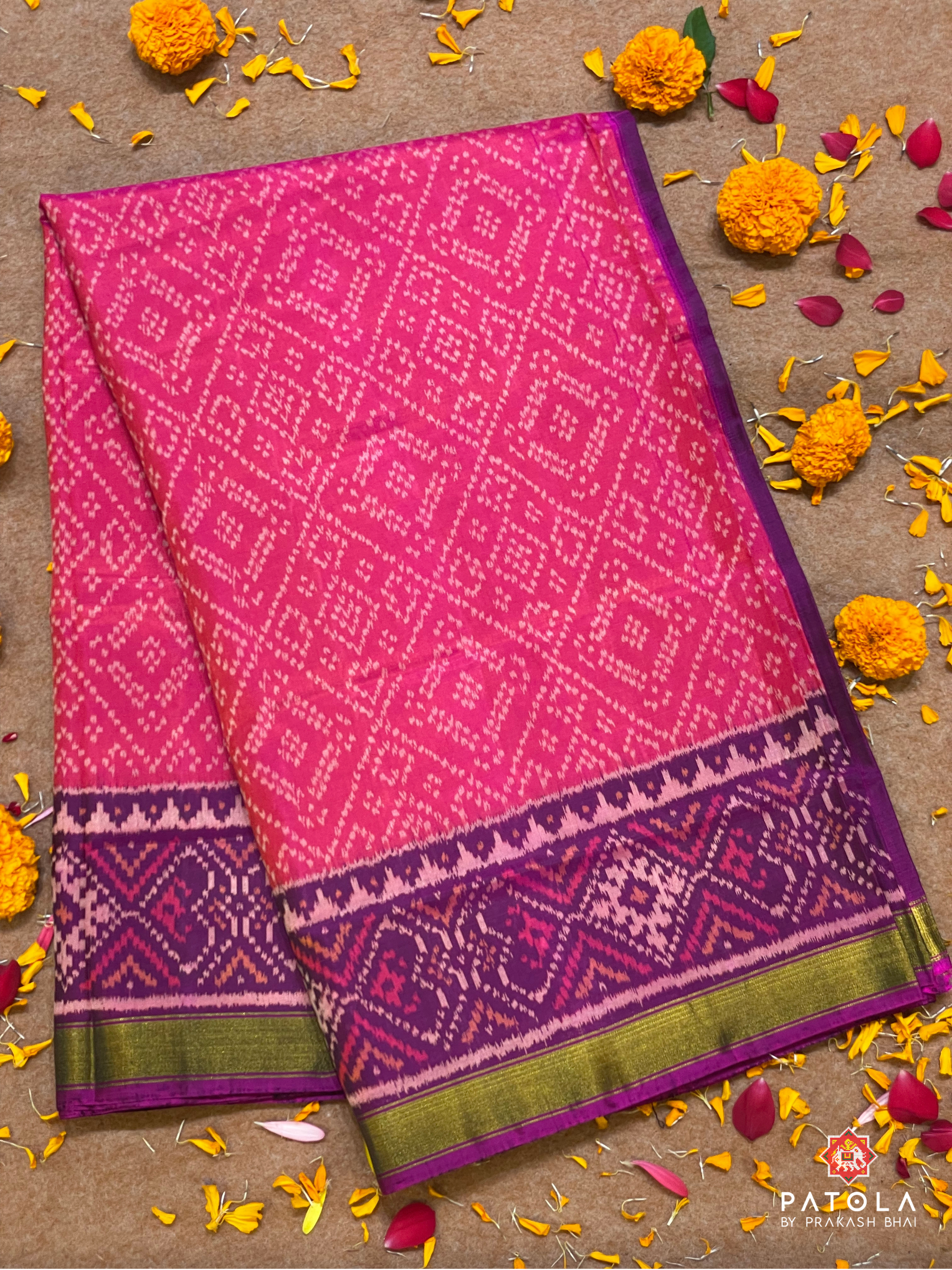 Traditional Chex Bandhej Designer Single Ikat Patola Saree