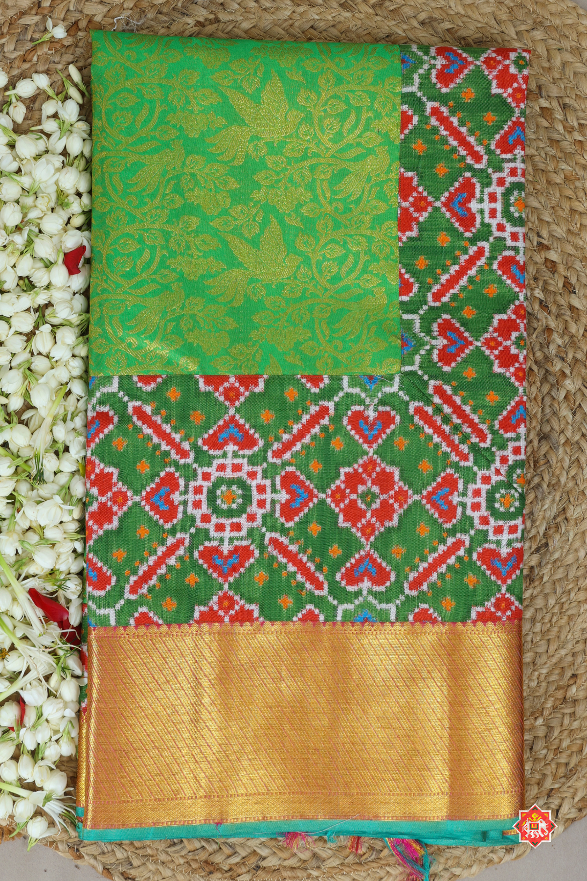 Masterpiece tissue kanchipuram with skirt border & navratna design patan patola saree