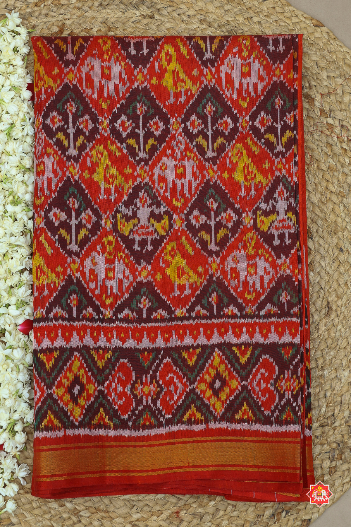 Traditional nari kunjar design minakari work patola saree