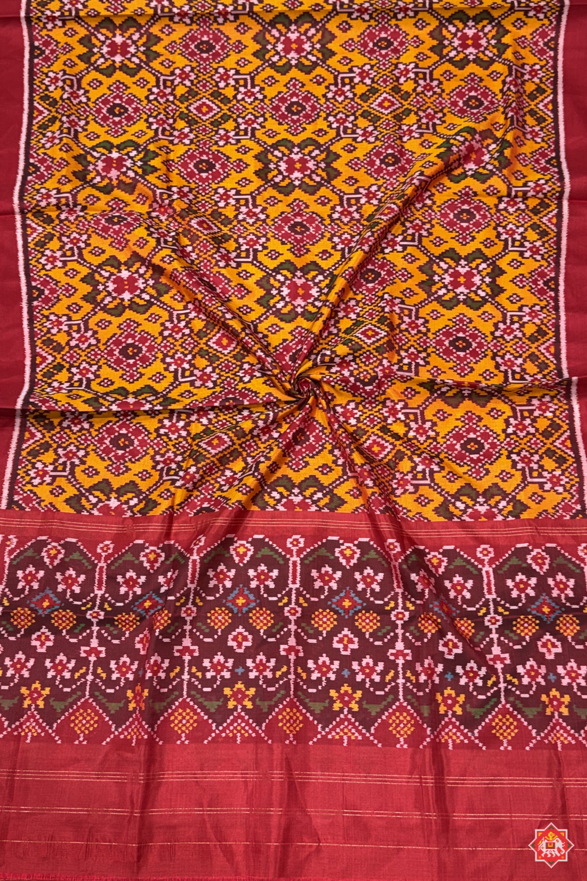 Navratna design with minakari work semi double ikat patola dupatta