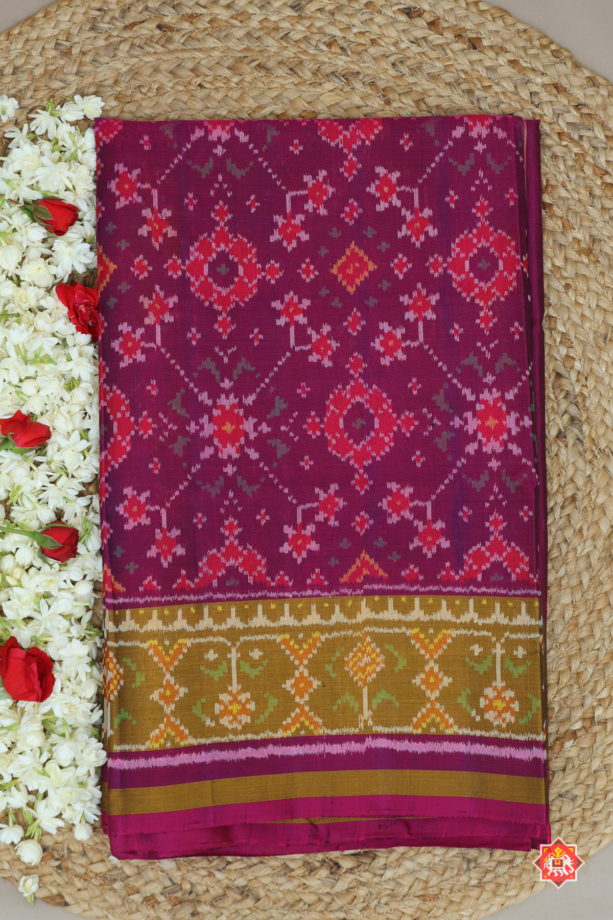 Navaratna design minakari work tissue border single ikat patola saree