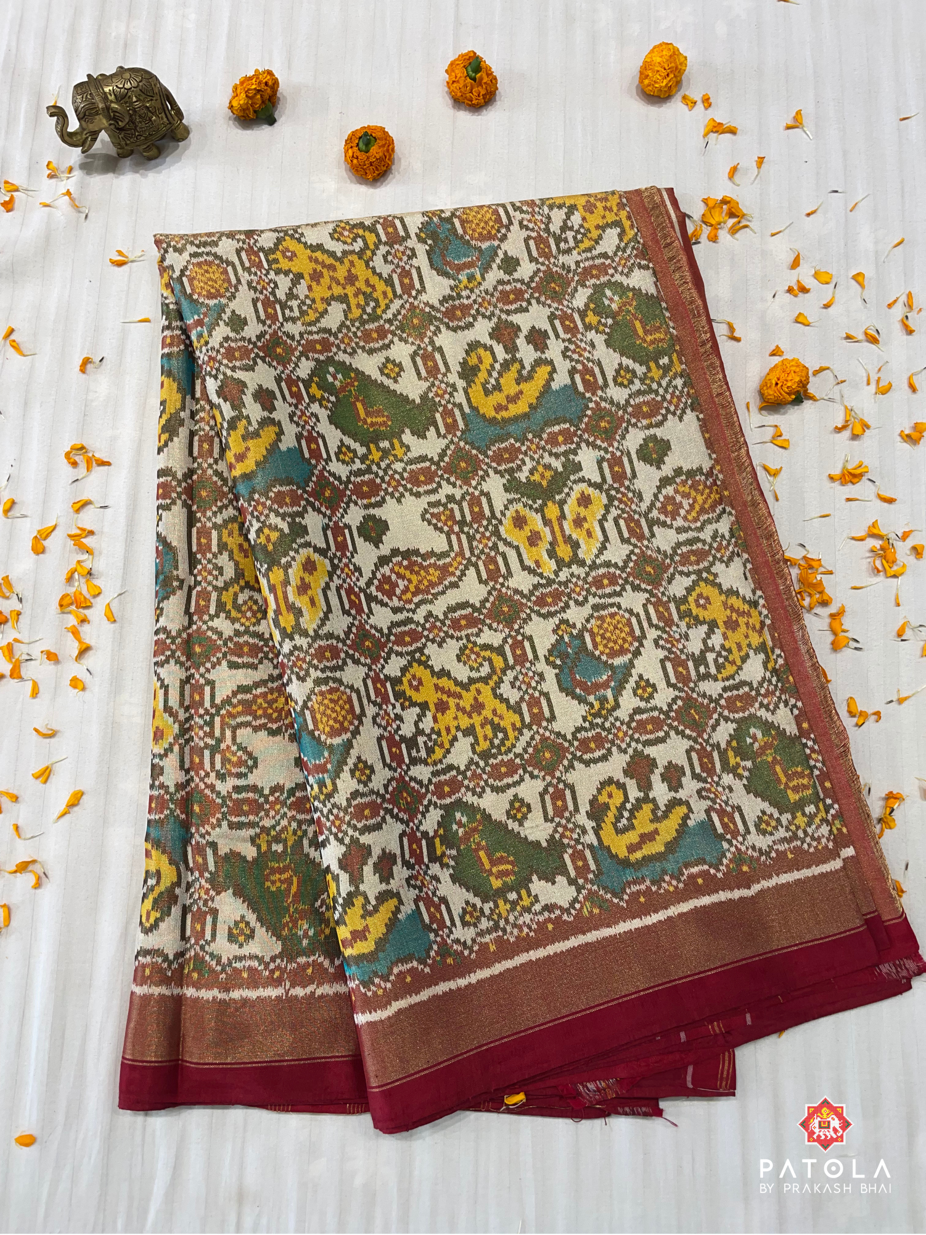 Chex Design With 6 Figures Designer Tissue Patola Saree