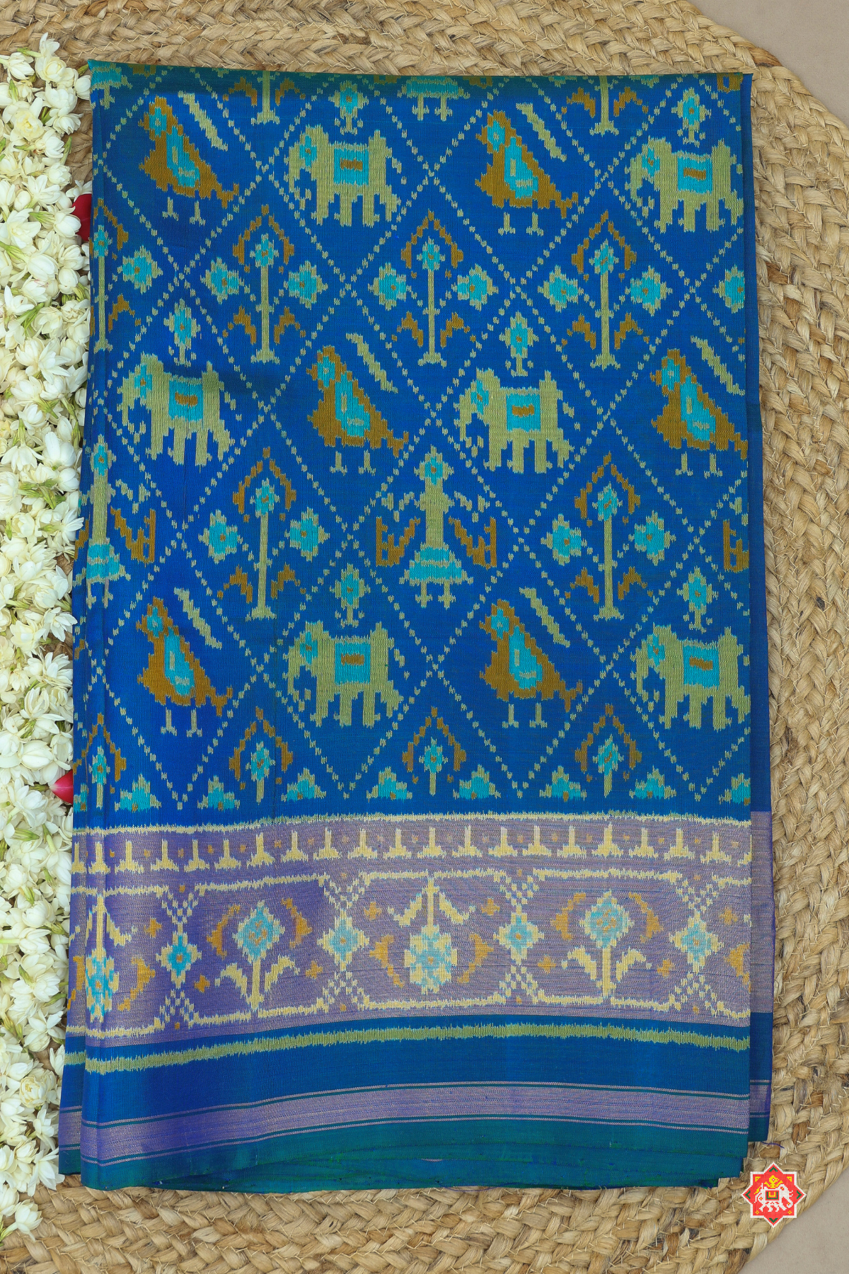 Minakari work nari kunjar design single ikat patola saree