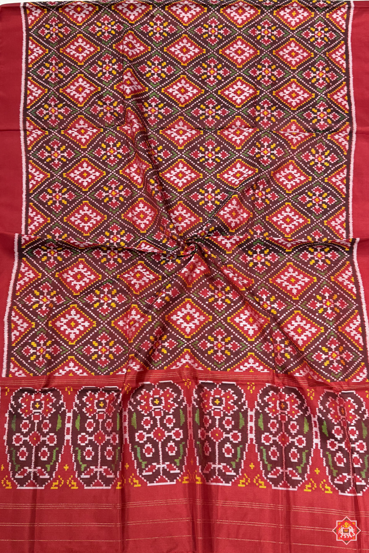 Chanda bhatt design with minakari work semi double ikat patola dupatta