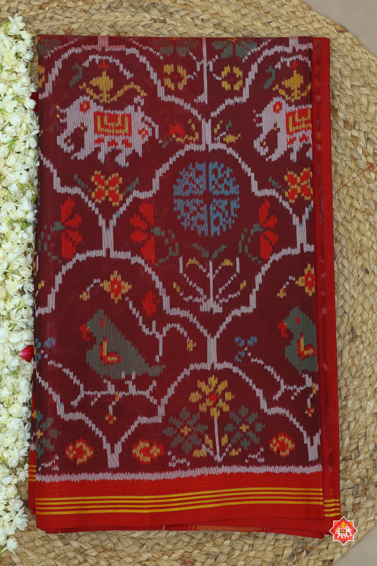 Masterpiece big motifs design semi double ikat patola saree