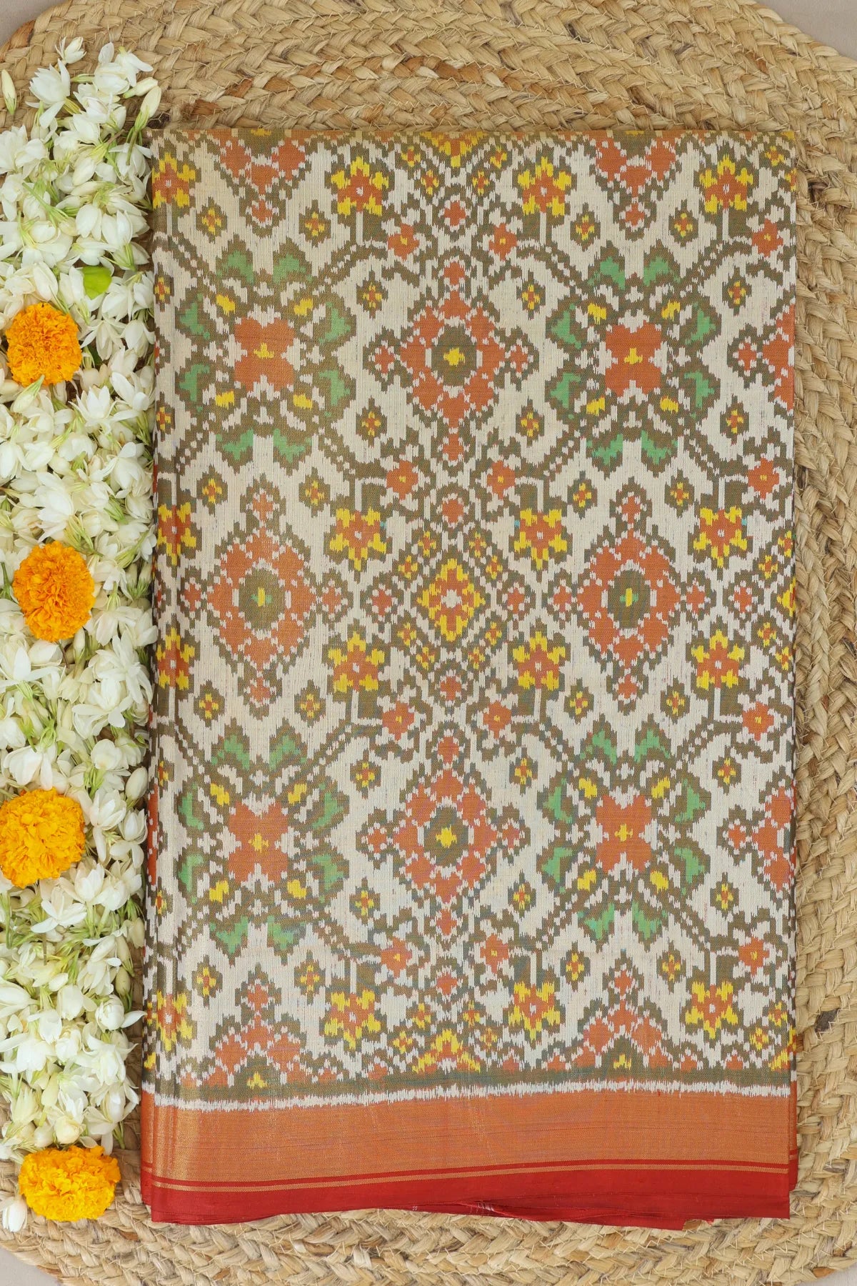 Navaratn design with pallu traditional tissue patola saree