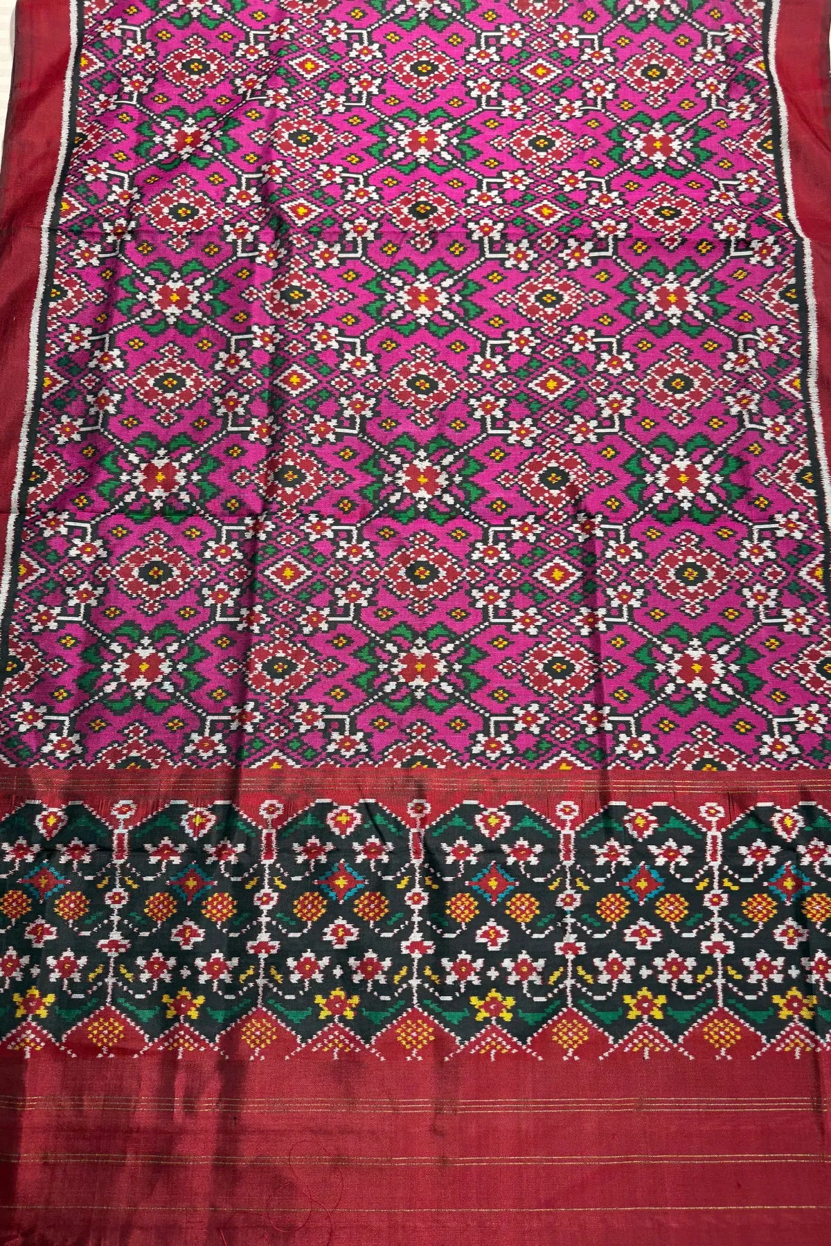 Traditional navratna designer semi double ikat dupatta