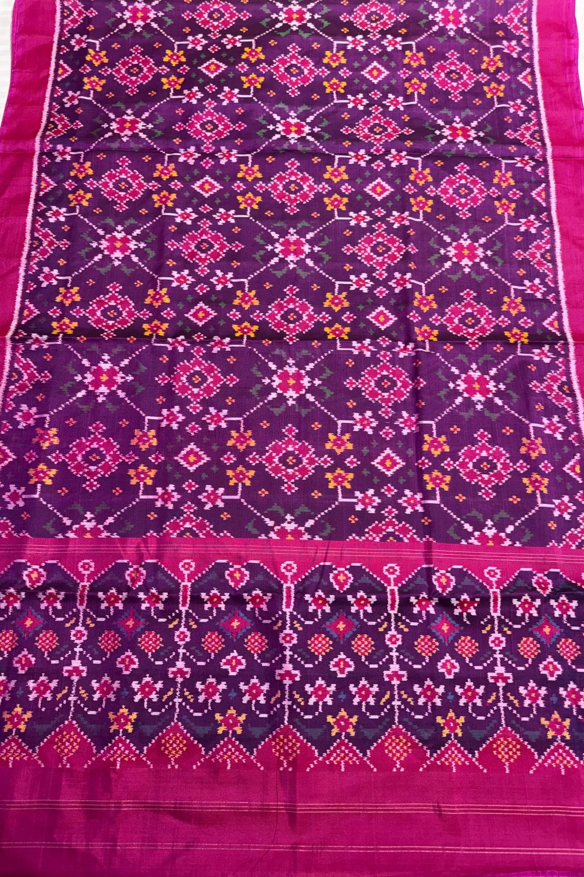 Navratna design with minakari work semi double ikat patola dupatta