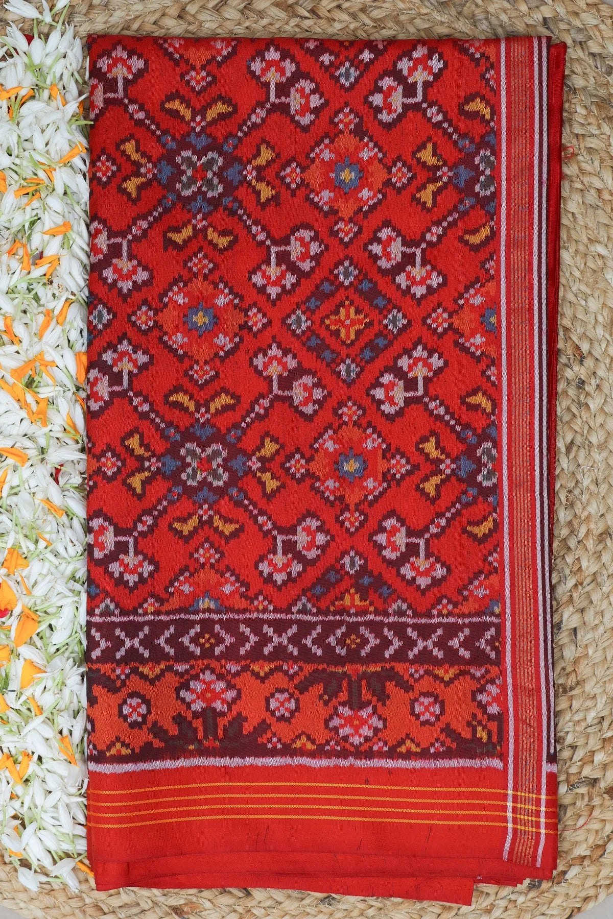 Minakari navratna design pallu border unique design semi double ikat patola saree