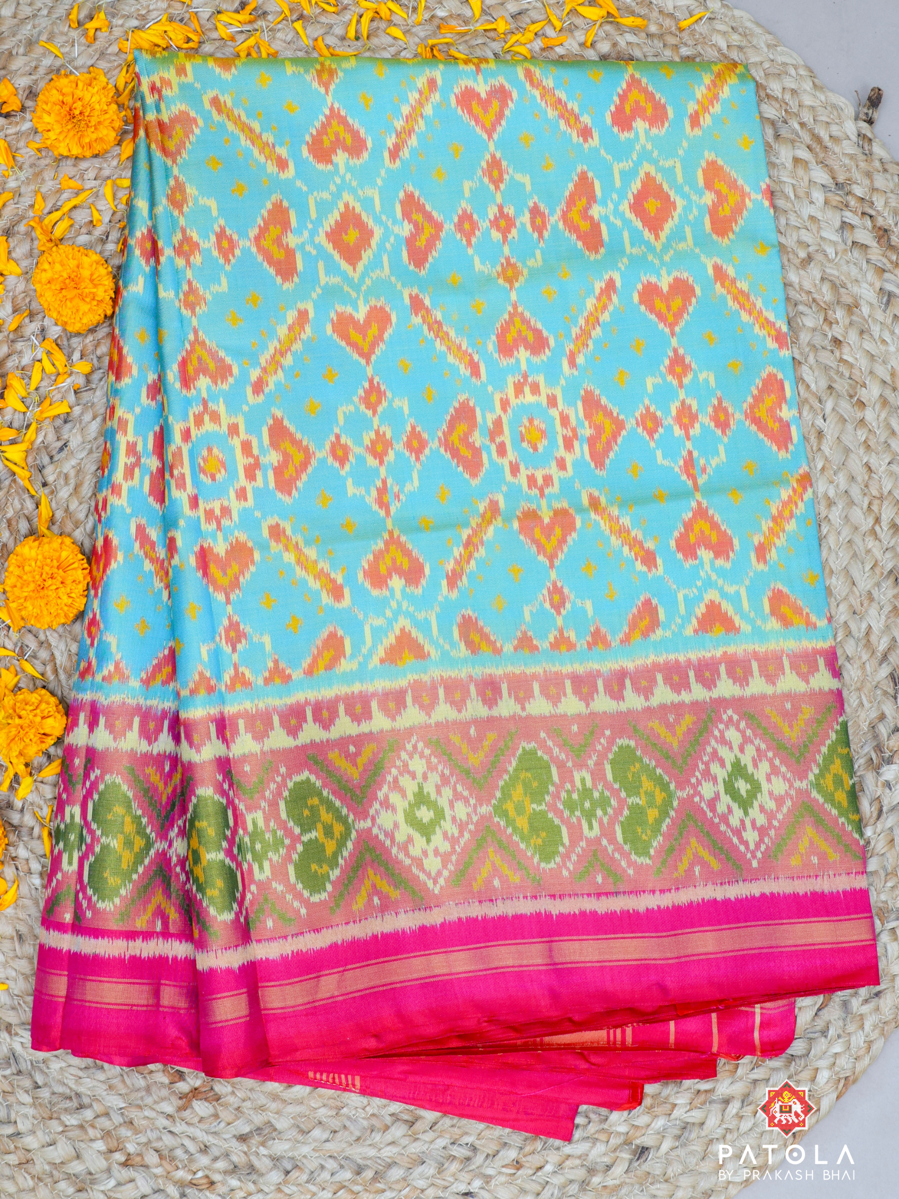 Manekchowk Pan Chanda Mix With Selaari Border Design Single Ikat Patola Sareee