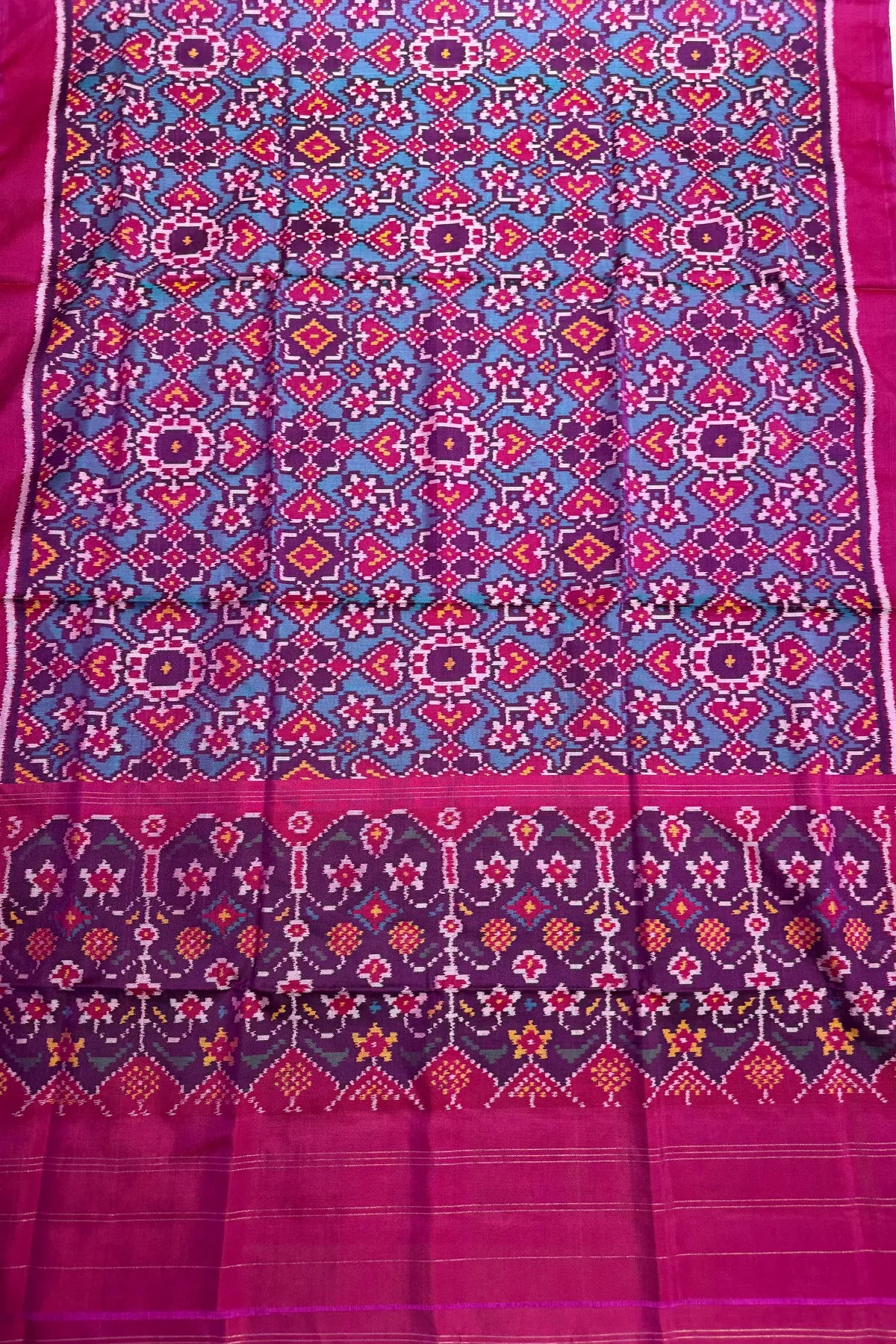 Traditional paan chanda  semi double ikat dupatta