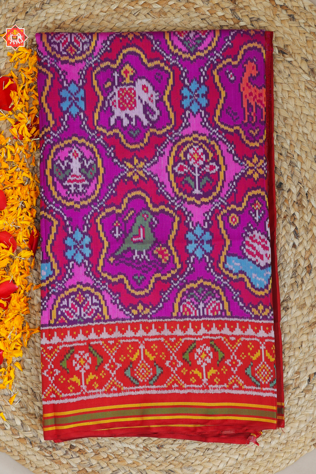 Masterpiece star figure designer multicolours semi double ikat patola saree