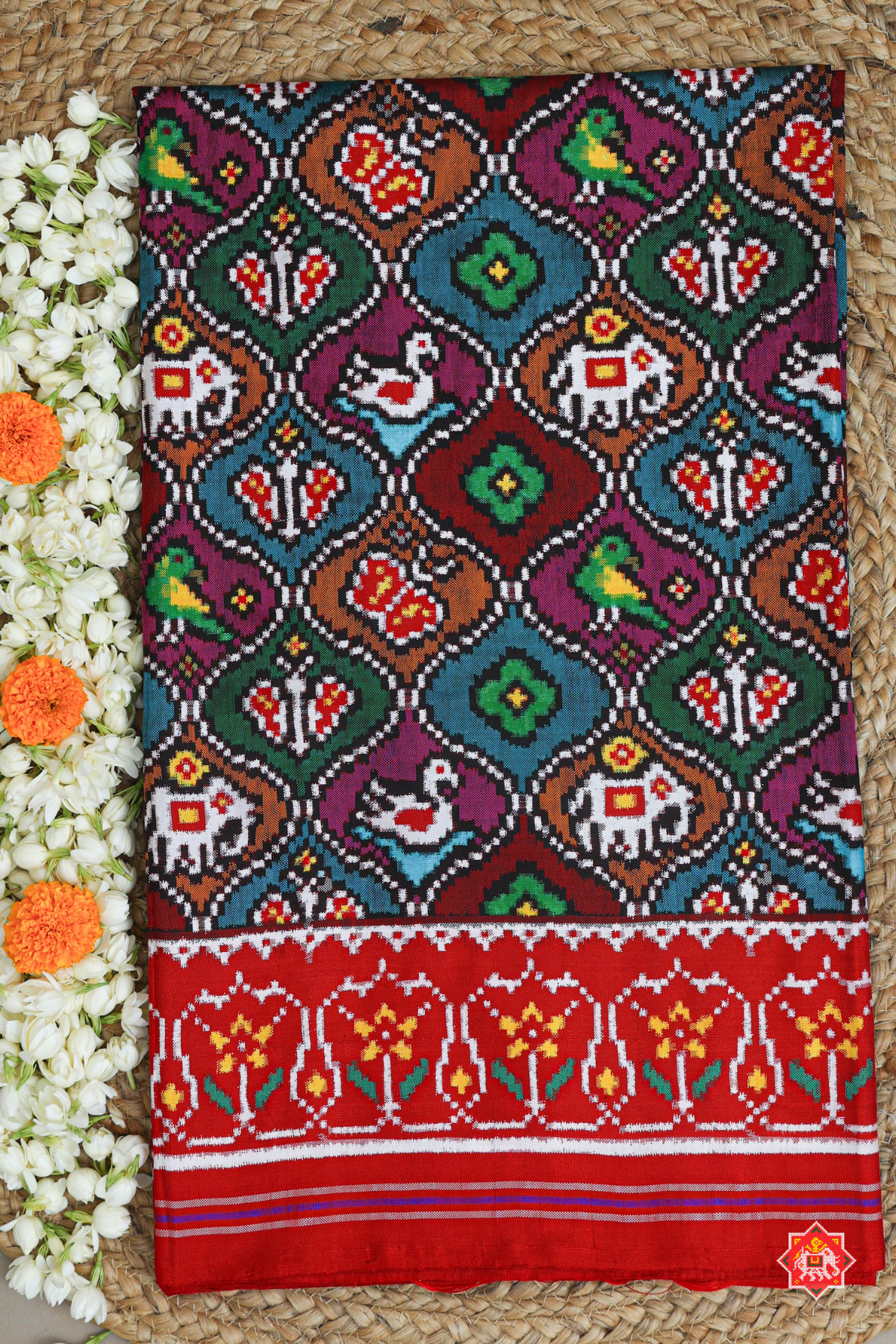 Masterpiece small chabdi design with motif design pure double ikat patola saree