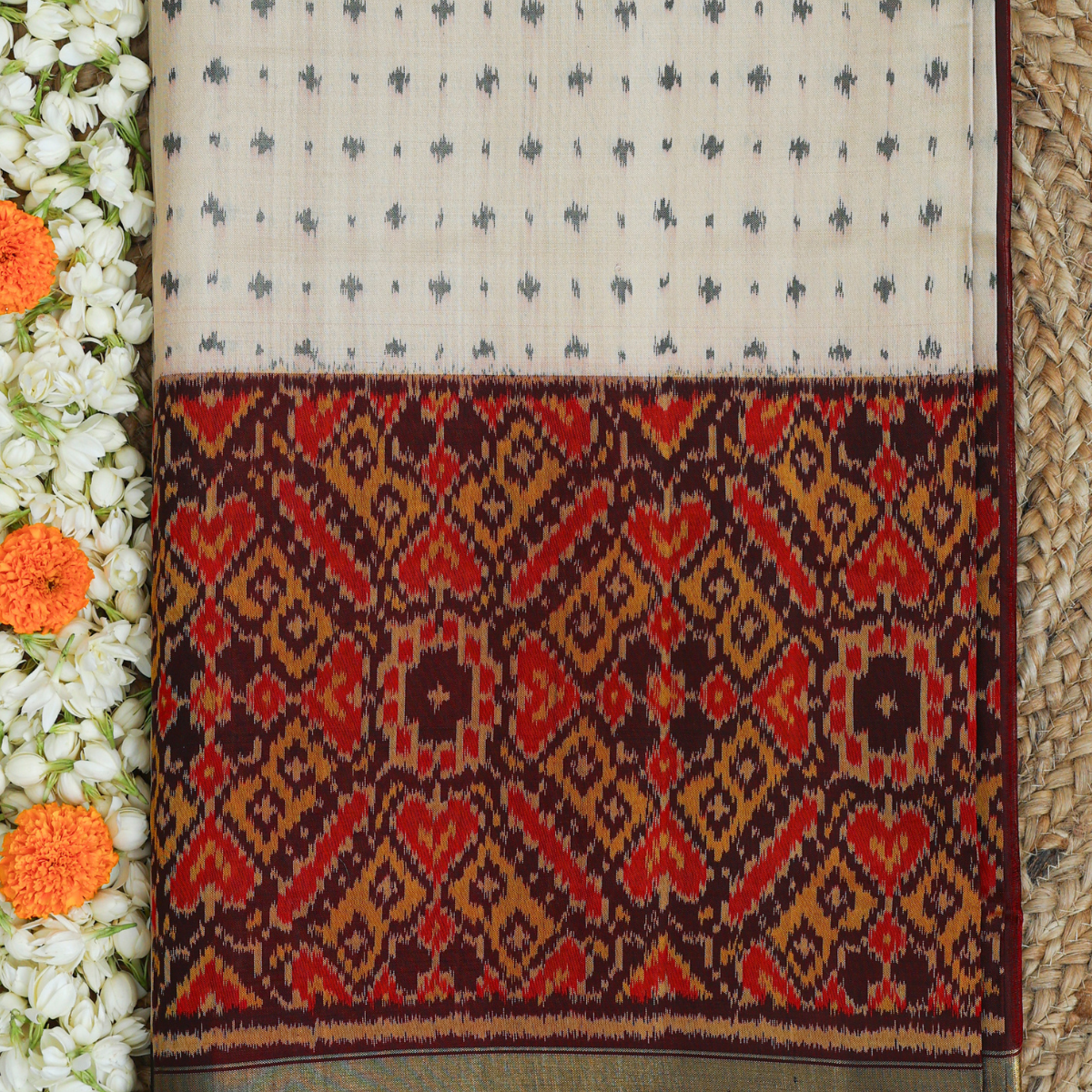 Scut border with small dots minakari work & blouse patola design singl ...
