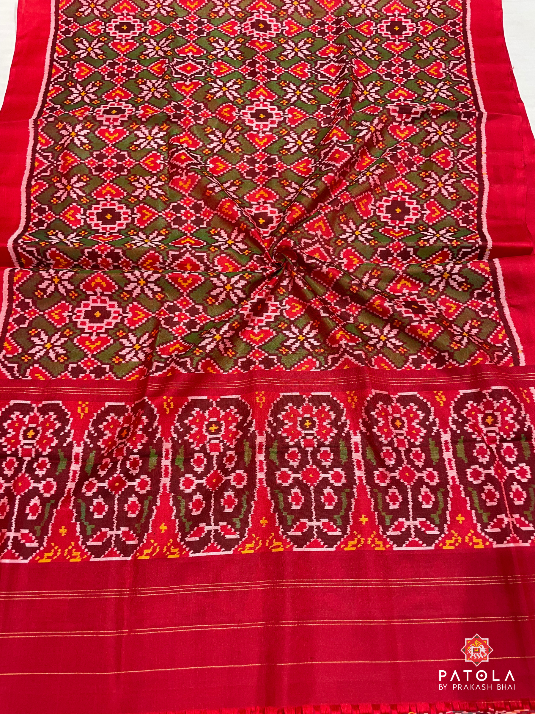 Panchanda Navratna Mix Designer Semi Double Ikat Patola Dupatta