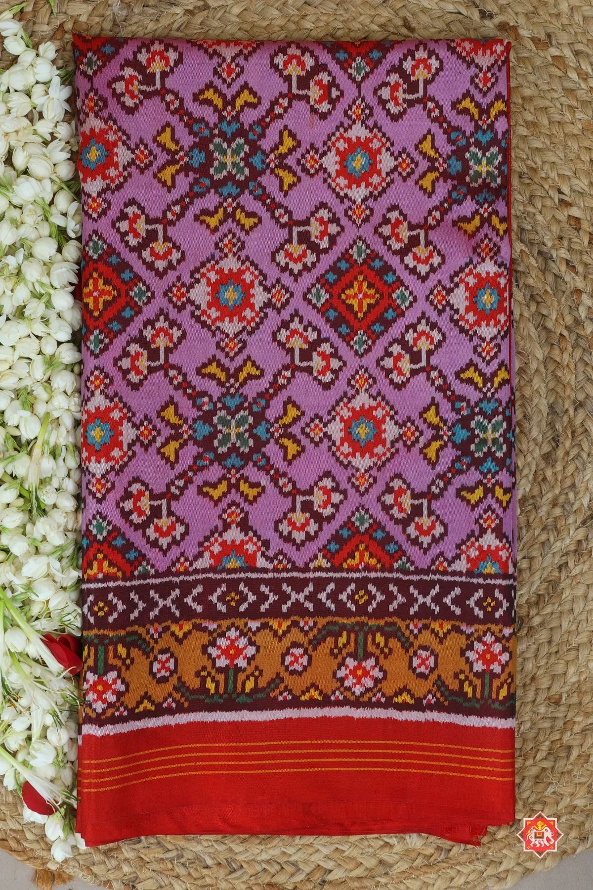 Master piece minakari work & navratna design semi double ikat patola saree