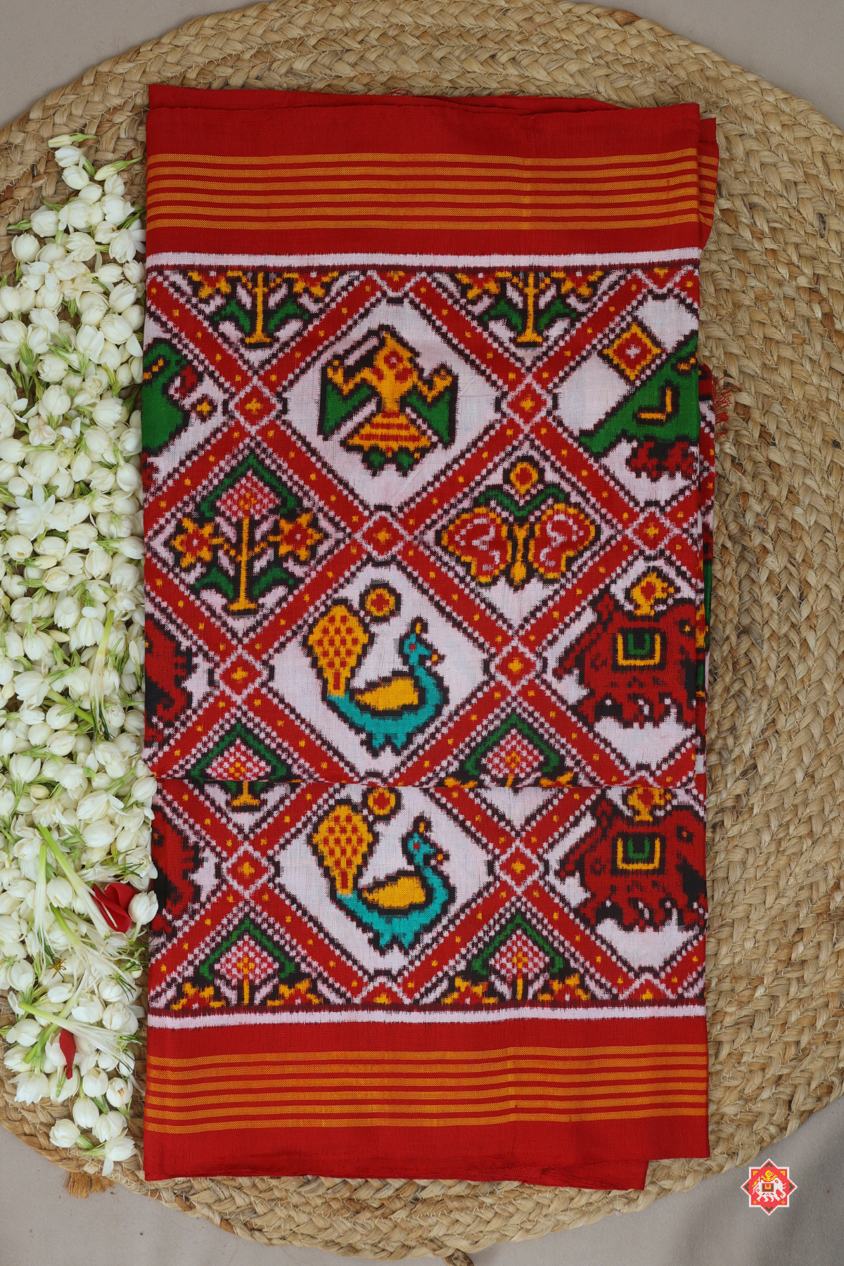 Patan patola treditional adtala design pallu design ghughroo pure double ikat patola saree