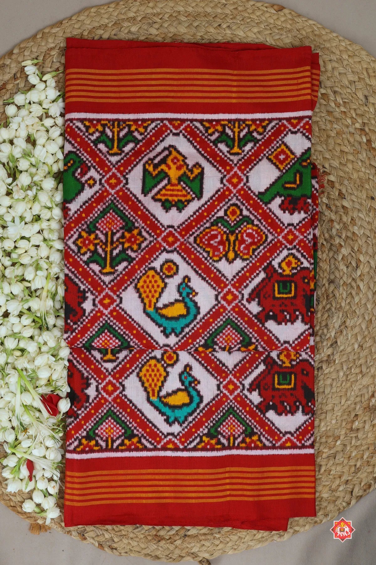 Patan patola treditional adtala design pallu design ghughroo pure double ikat patola saree