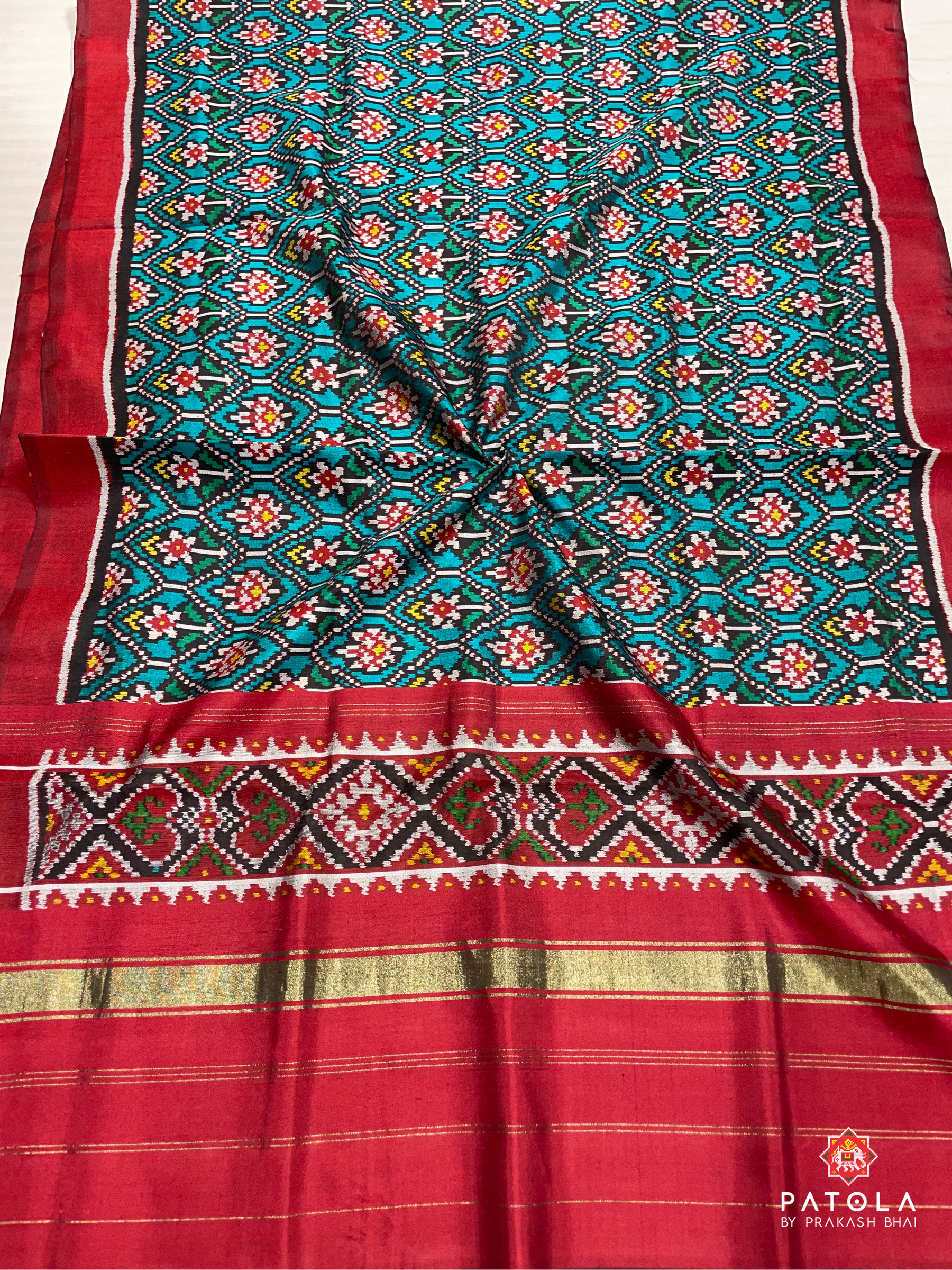 Flowers Vel Designer Semi Double Ikat Patola Dupatta