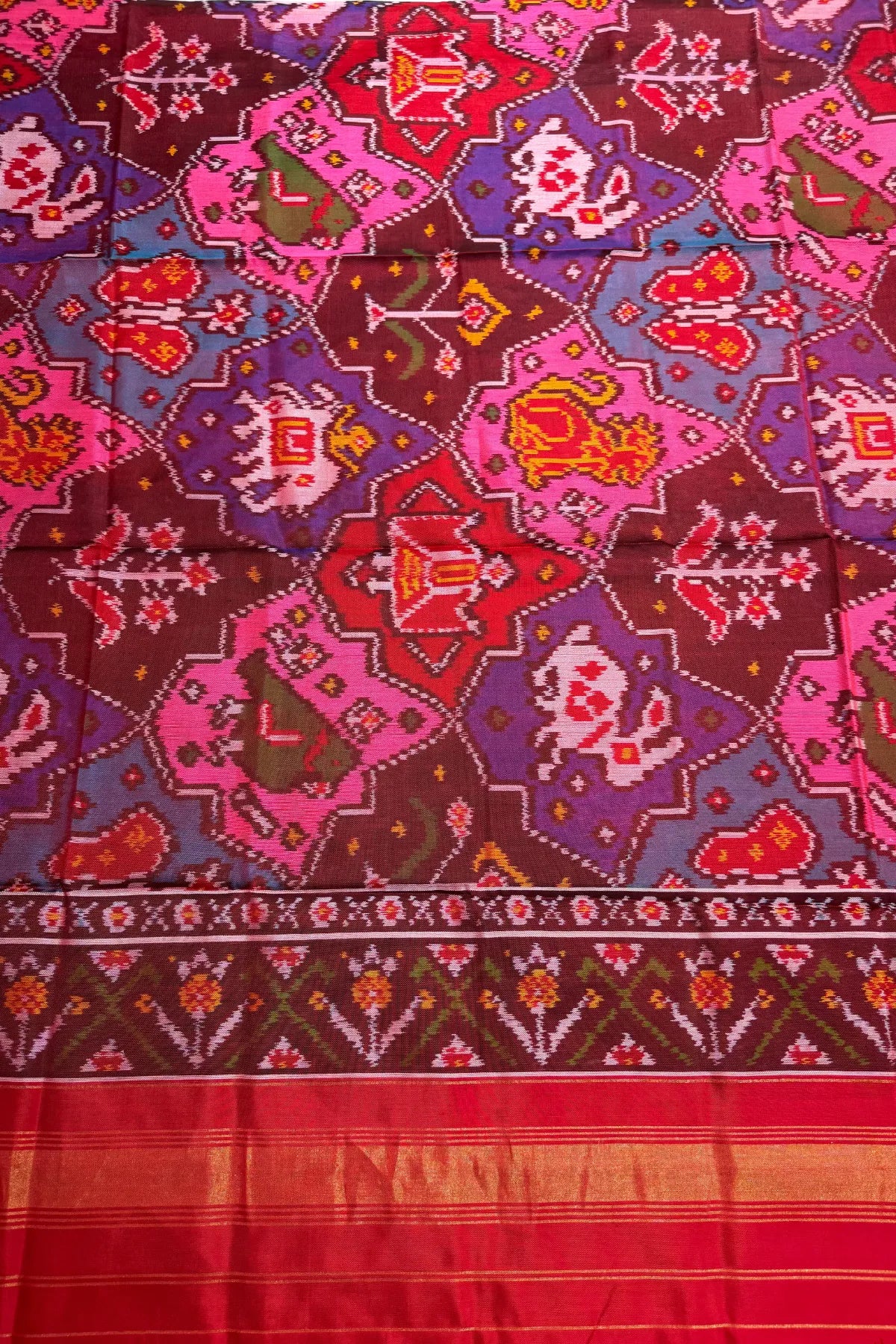 Master piece 6 motifs design semi double ikat dupatta