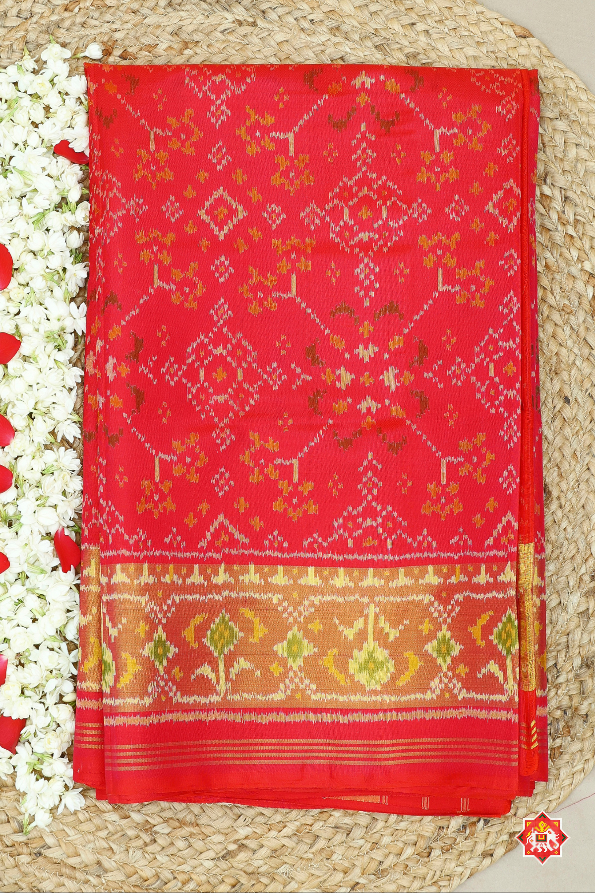 Navaratna design big tissue border single ikat patola saree
