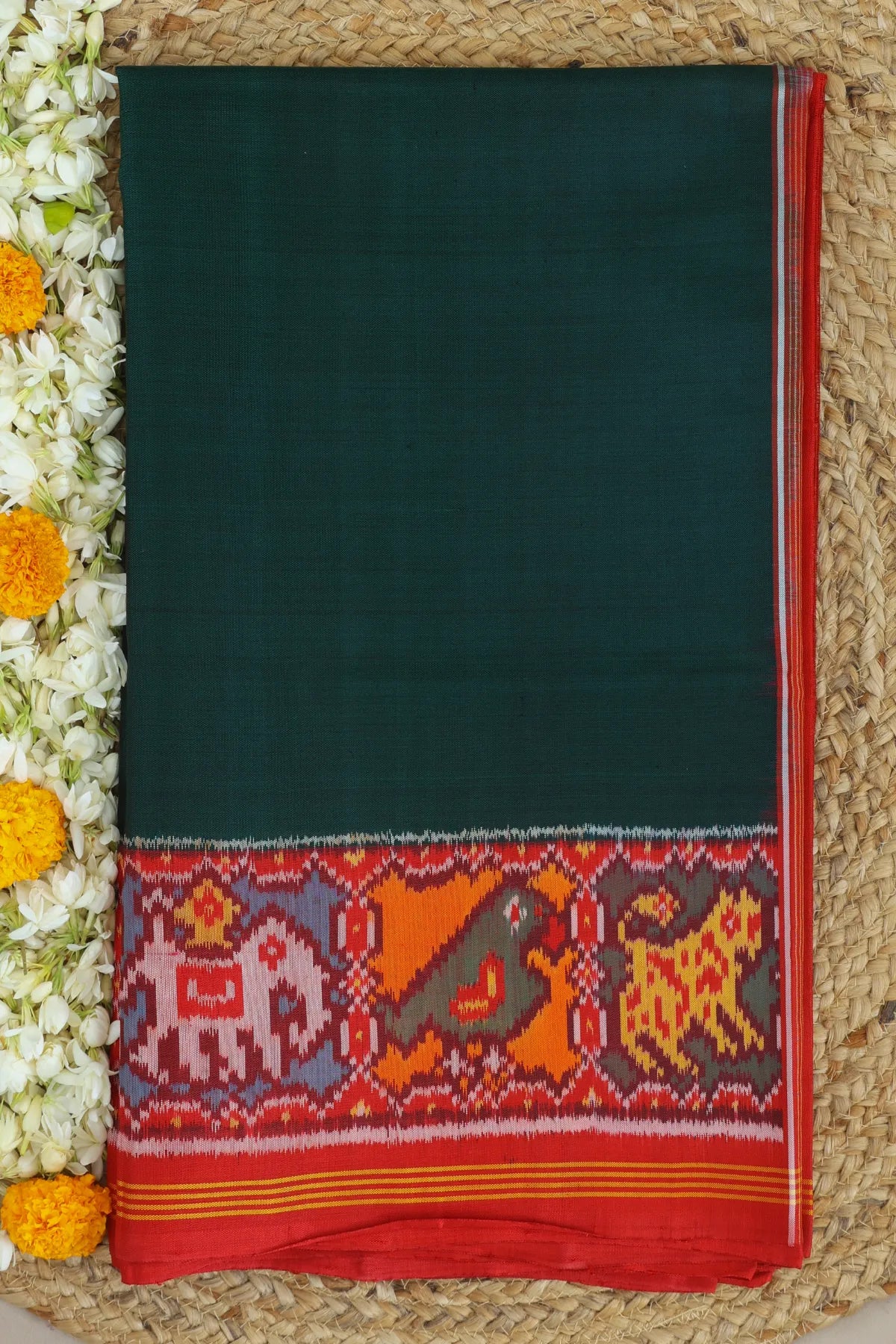 Plain patola with border pallu motif  design & blouse patola design  semi double ikat patola saree