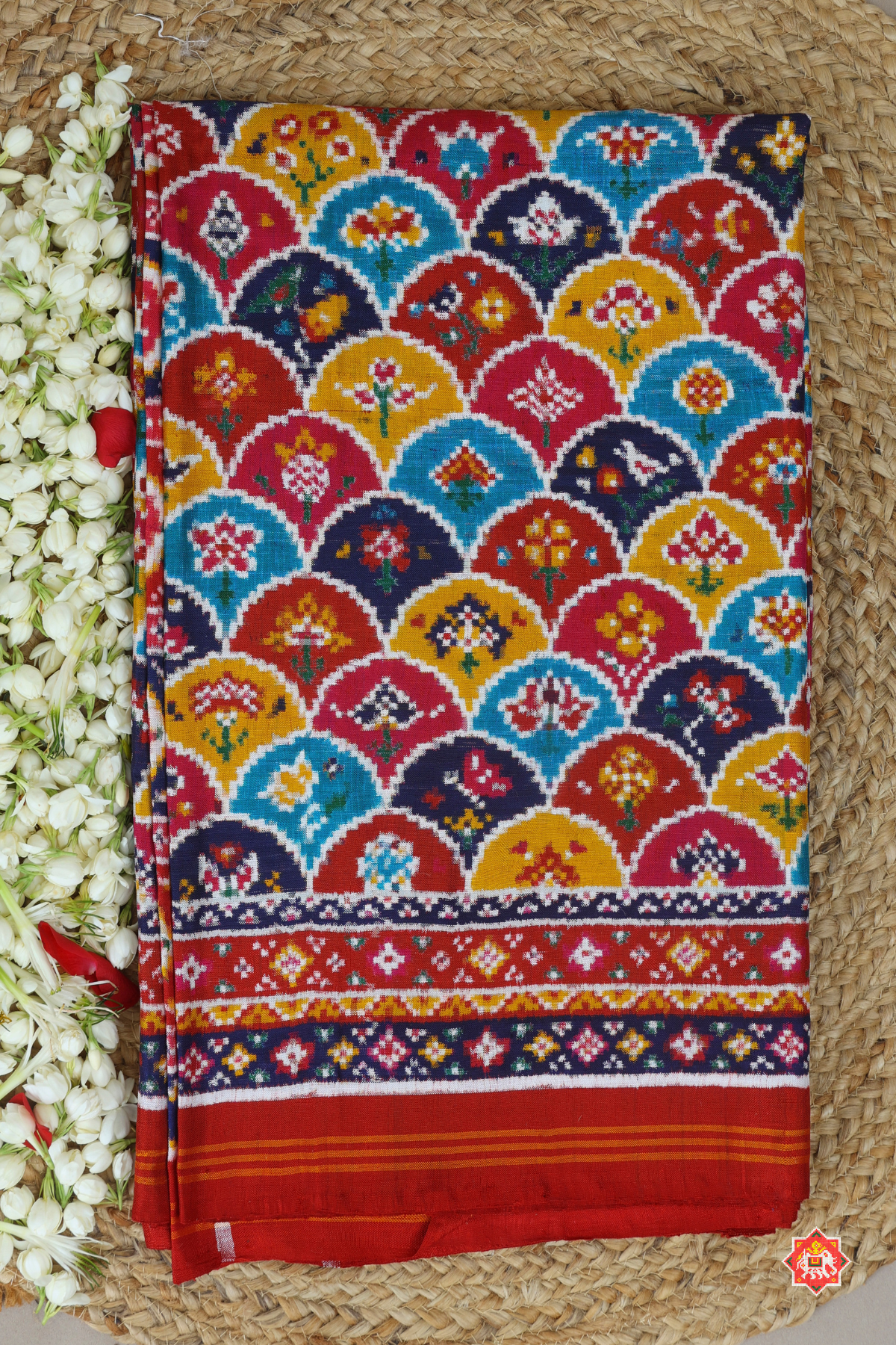 Patan patola masterpiece phulwari bhat in pure double ikat saree