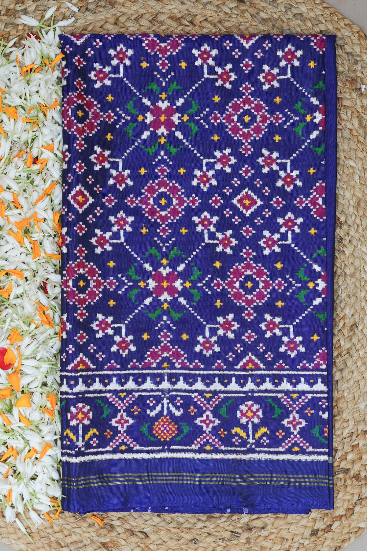 Patan patola traditional navrata design minakari work pure double ikat patola saree