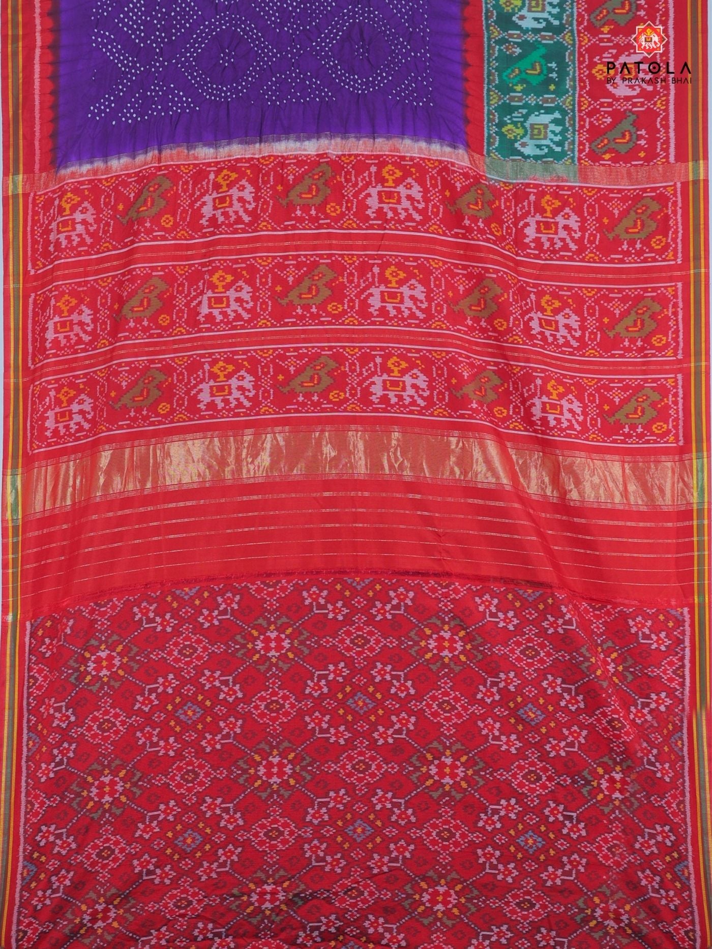 Two colors border with small bandhej patola saree