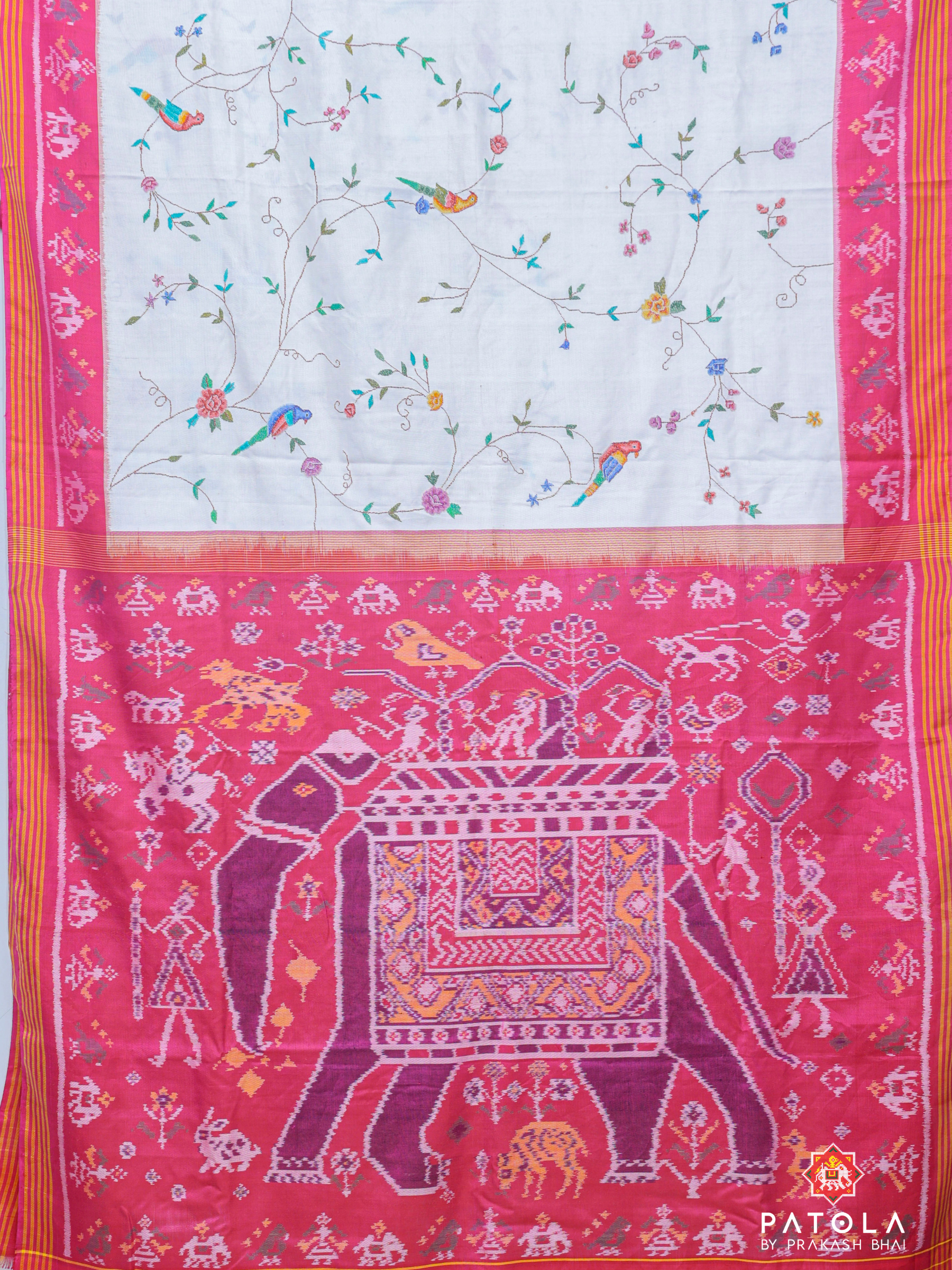 Masterpiece Patola With Petit Point Handwork With Patola Design Blouse Semi Double Ikat Patola Saree