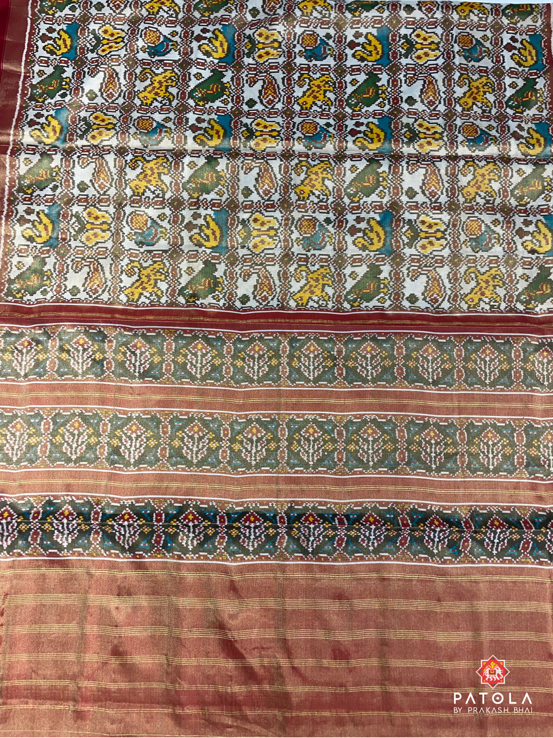 Chex Design With 6 Figures Designer Tissue Patola Saree
