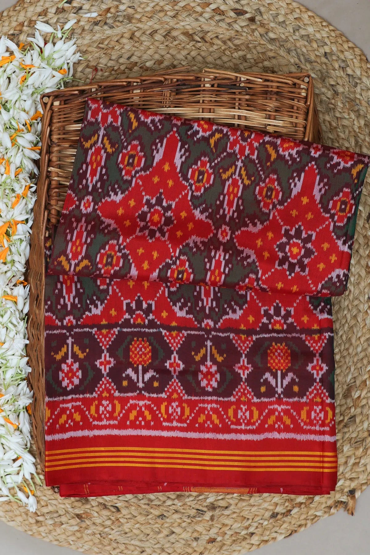 Chabdi design with ghughroo border & without tissue border single ikat patola saree