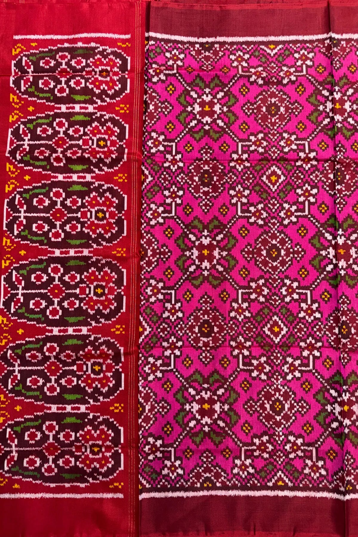 Traditional navratna designer semi double ikat dupatta