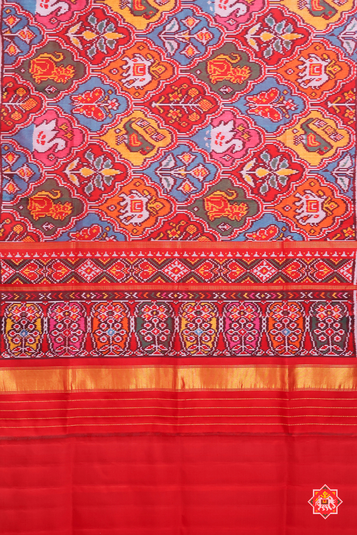Masterpiece 4 motif design semi double ikat patola saree