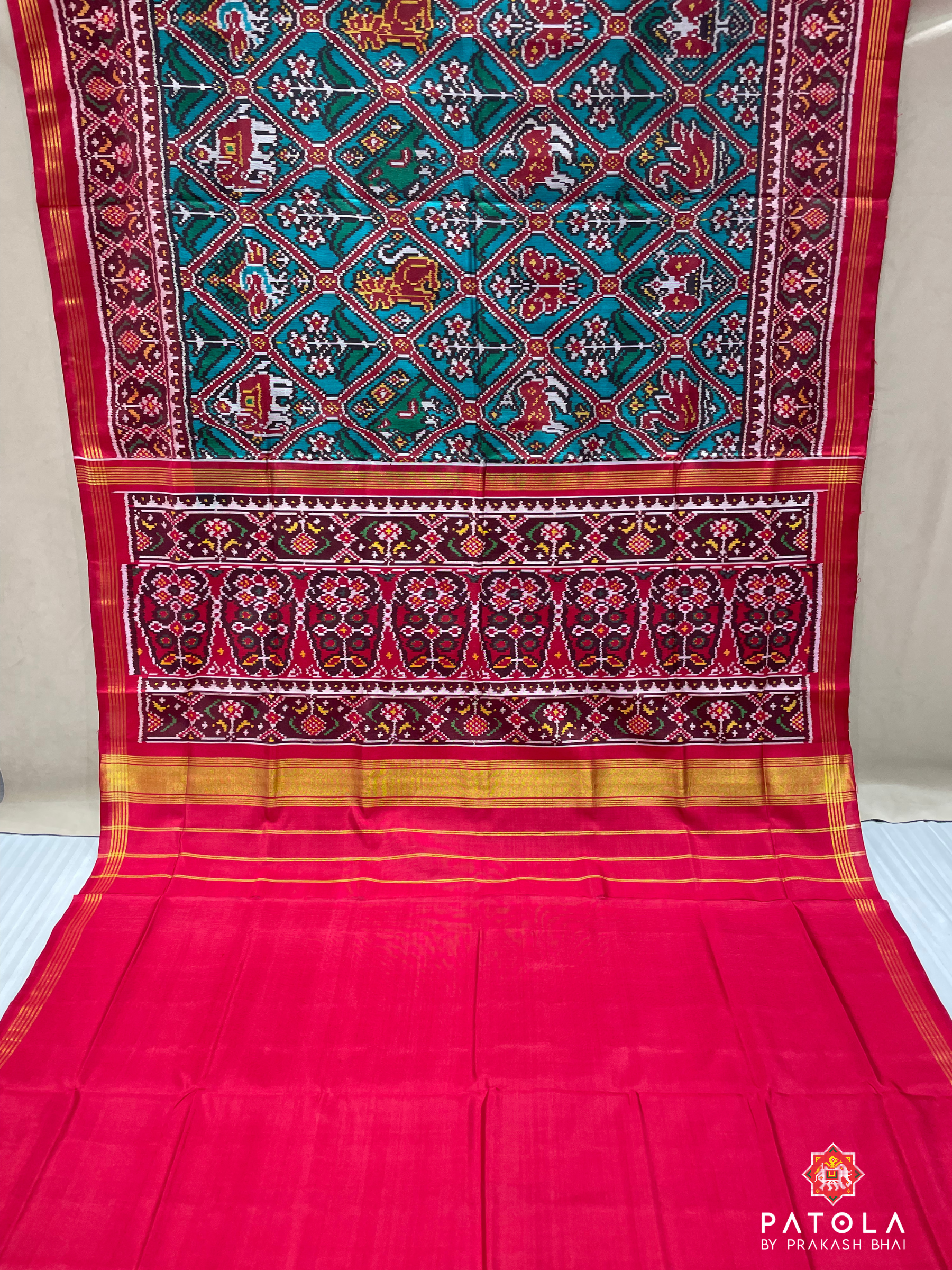 Big Narikunj Adtala Designer Semi Double Ikat Patola Saree