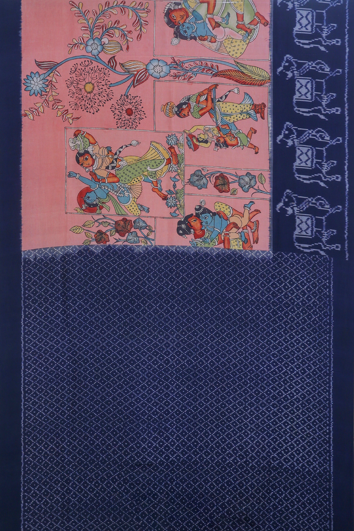Masterpiece Patola Border pallu With pure traditional ( kalamkari) Saree