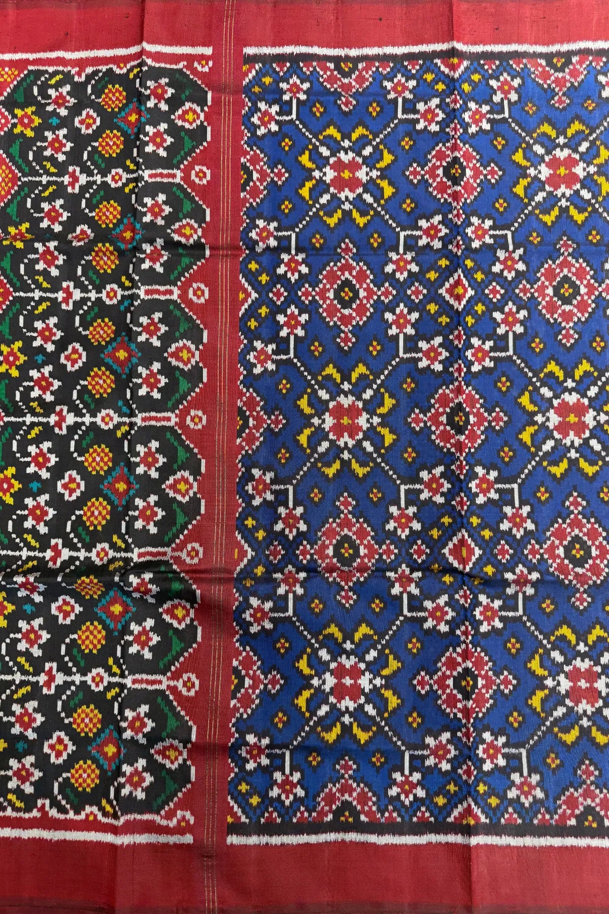 Navratna design with minakari work semi double ikat patola dupatta