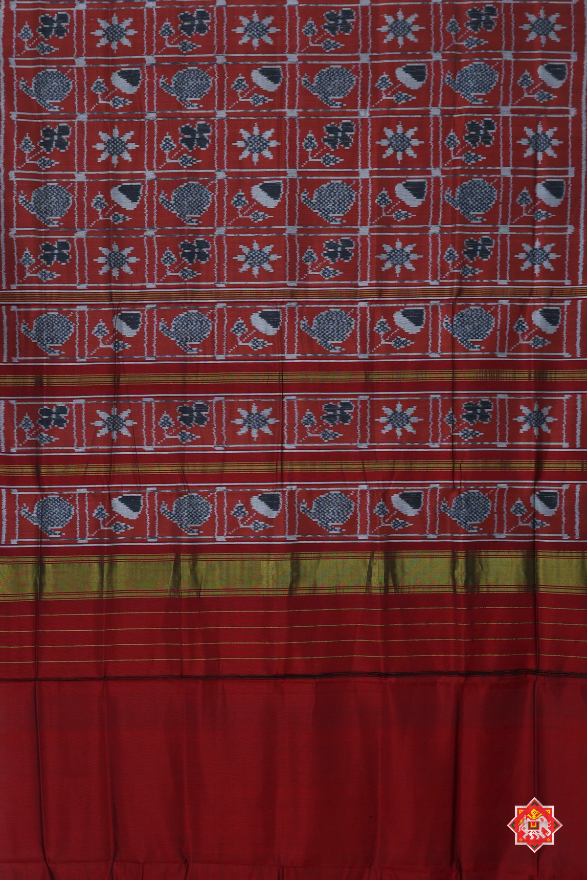 Fancy design with lines border ( office wear) semi double ikat patola saree