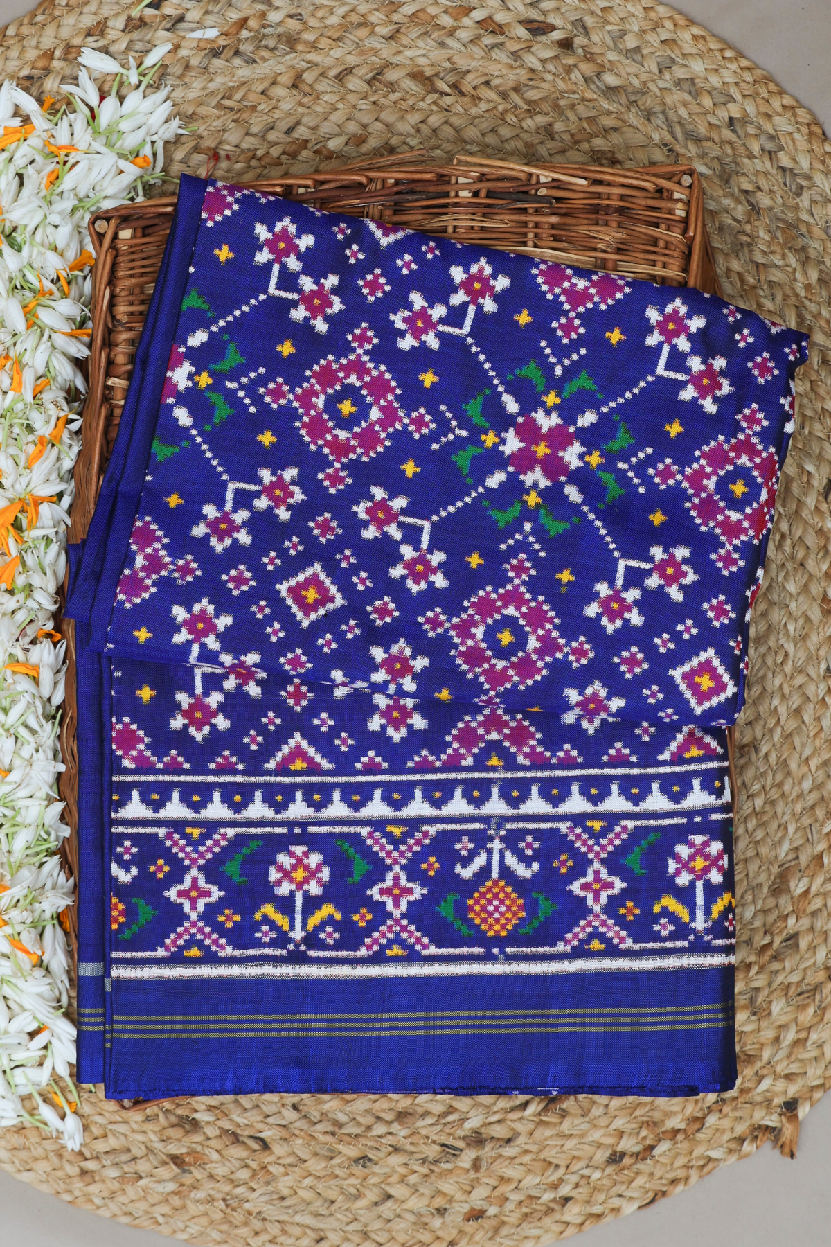Patan patola traditional navrata design minakari work pure double ikat patola saree