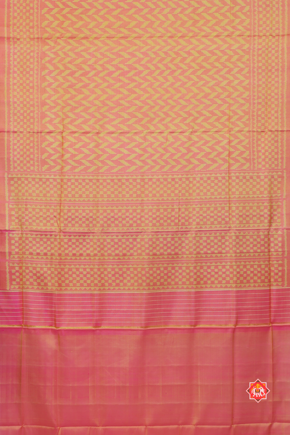 Funcy design with small tissue border single ikat patola saree