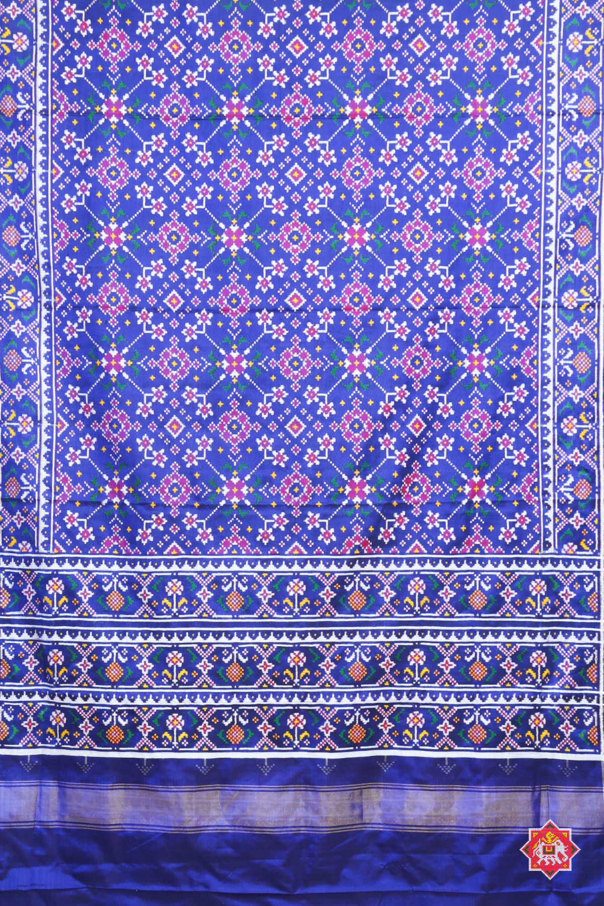 Traditional navratna design with minakari work pure double ikat patola saree