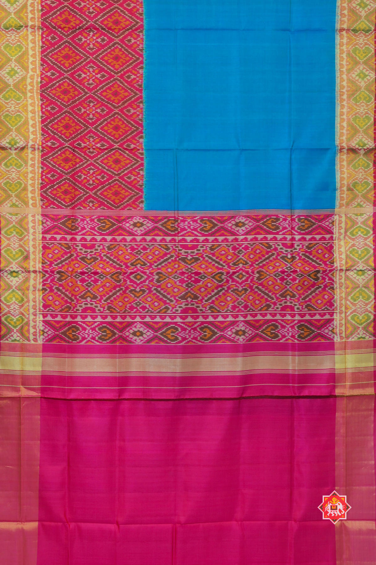 Skirt tissue border single ikat patola saree