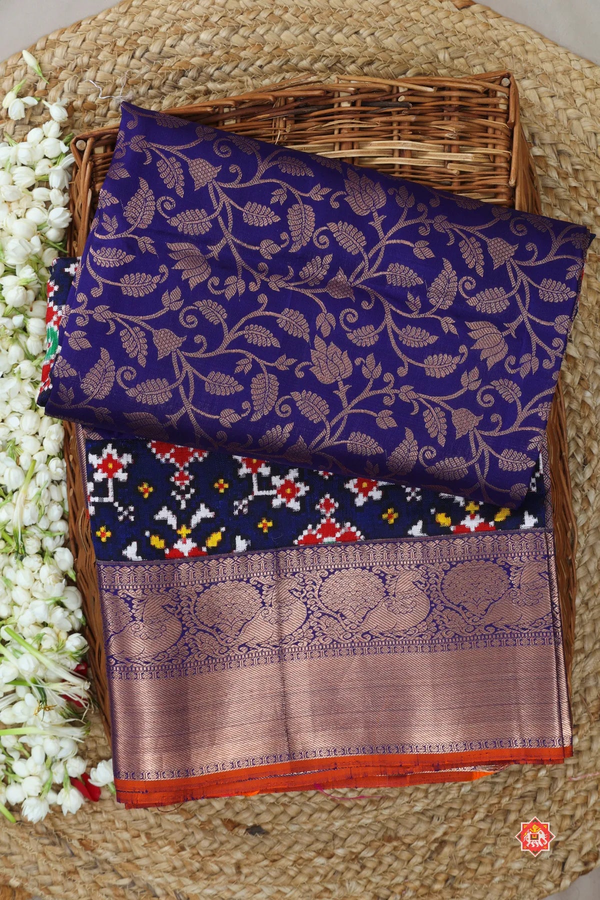 Masterpiece tissue kanchipuram with skirt border & navratna design patan patola saree